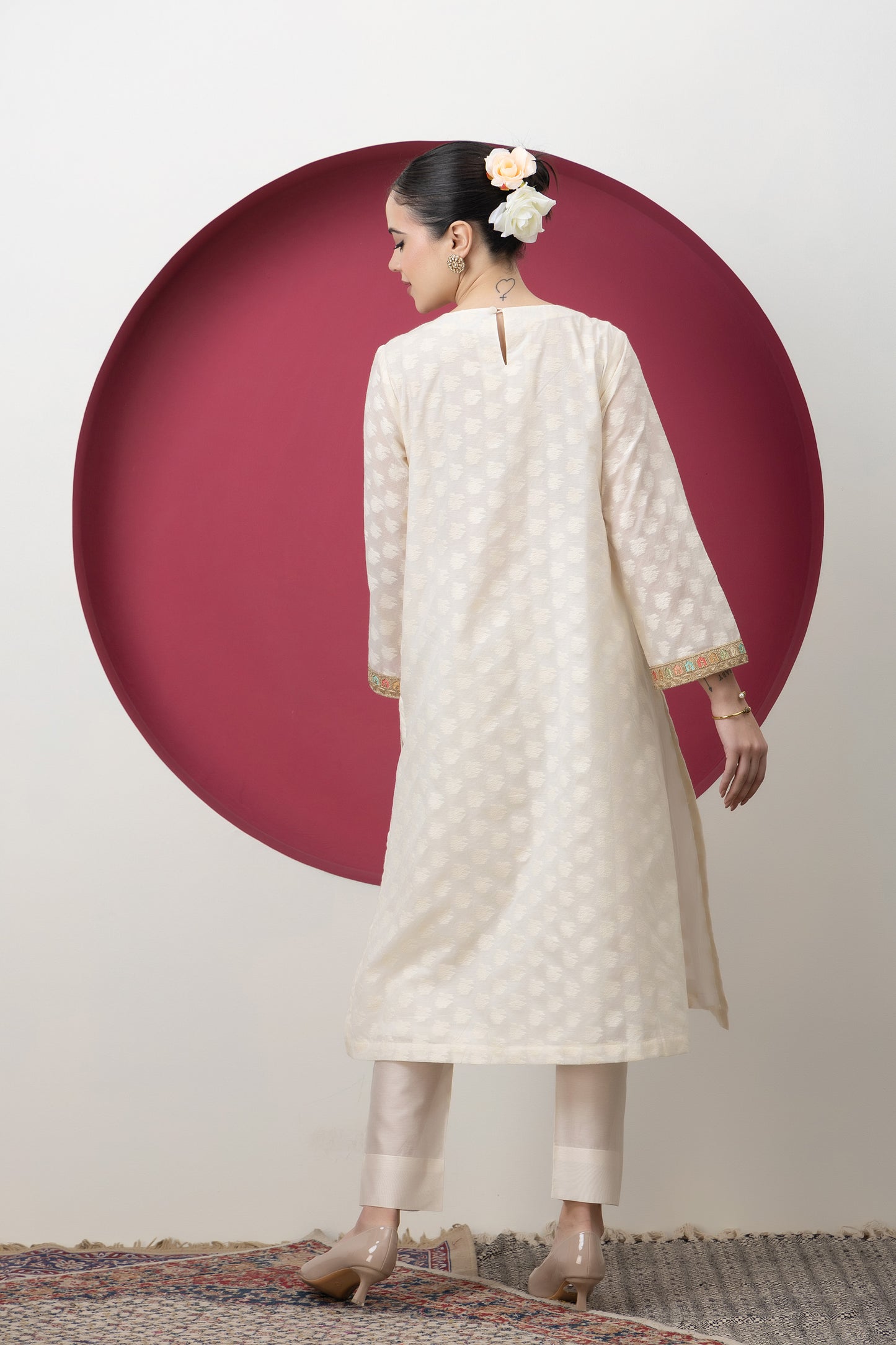 Anokhi Handwoven Banarasi Cutwork Kurta