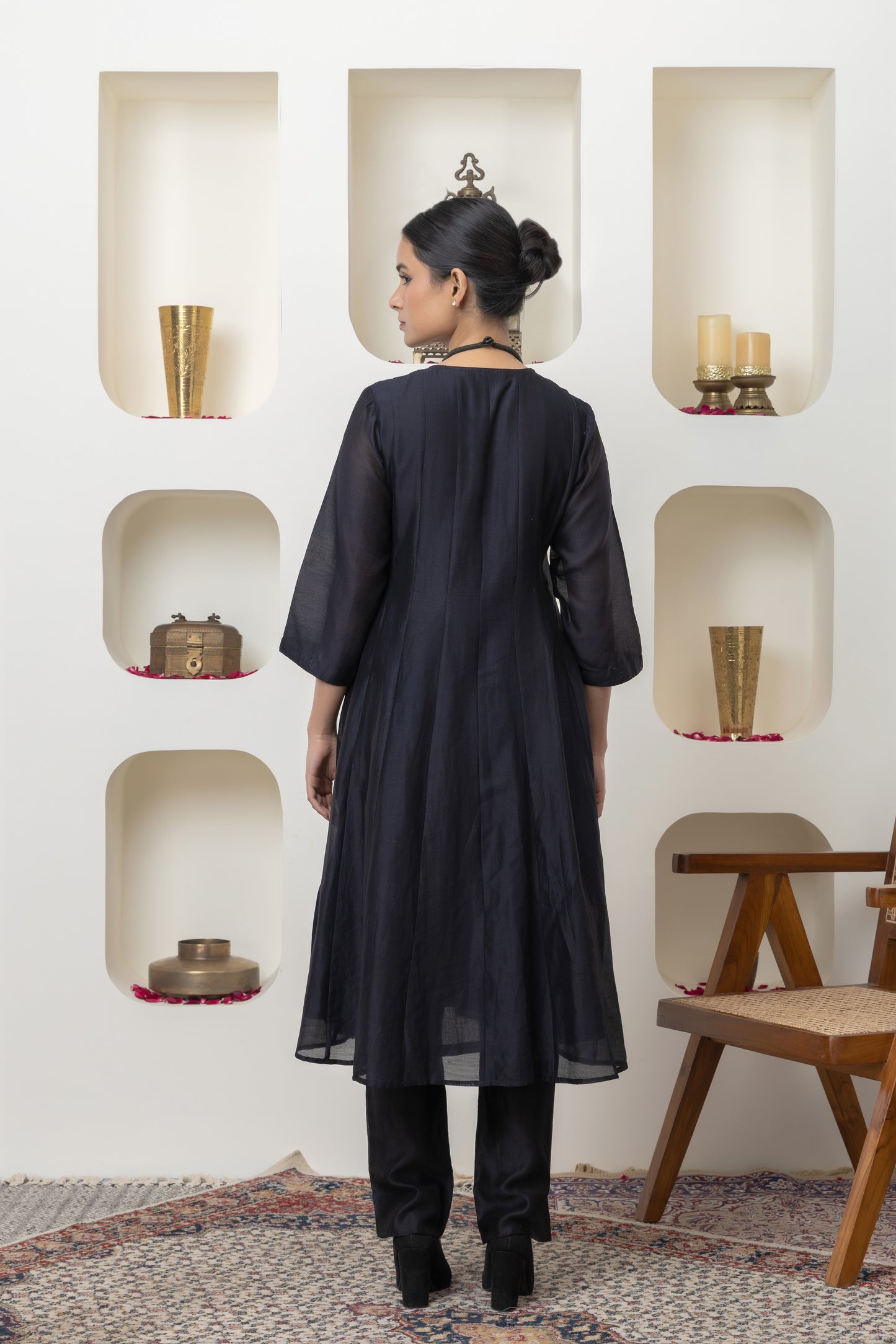 Rozanna Black Chanderi Anarkali