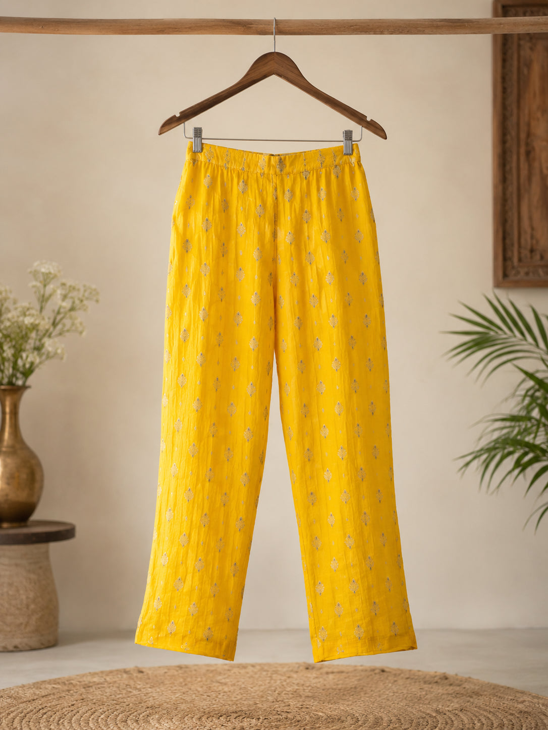 Silks of India Yellow Brocade Pants