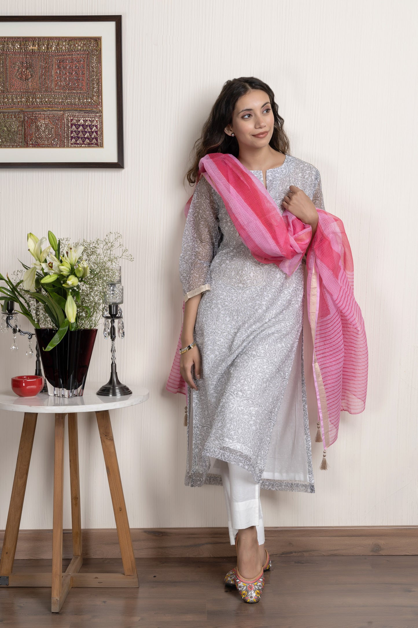 Kota Pink Printed Dupatta