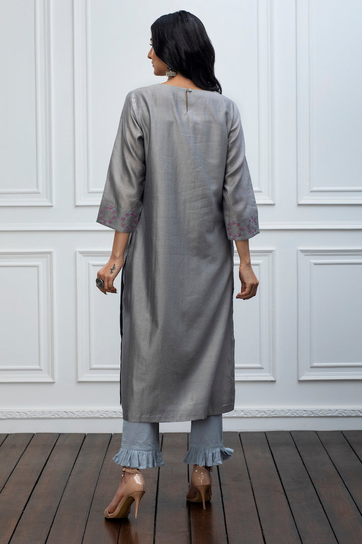 Ishaya Grey Hand Embroidered Kurta Set