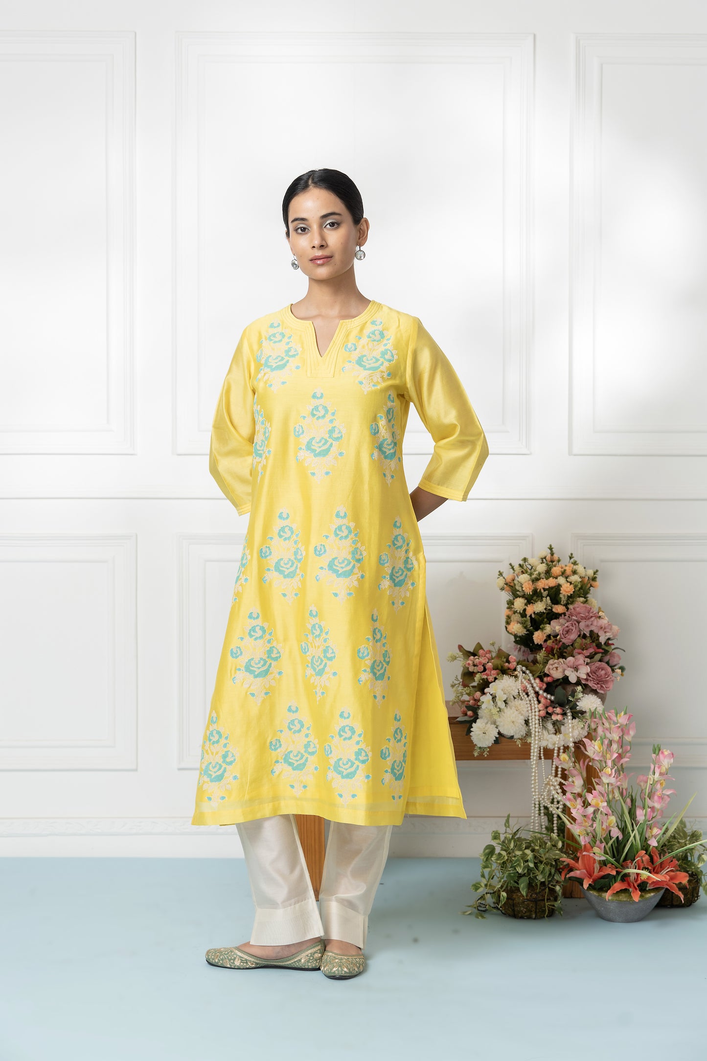Sorbet Yellow Printed Kurta Set