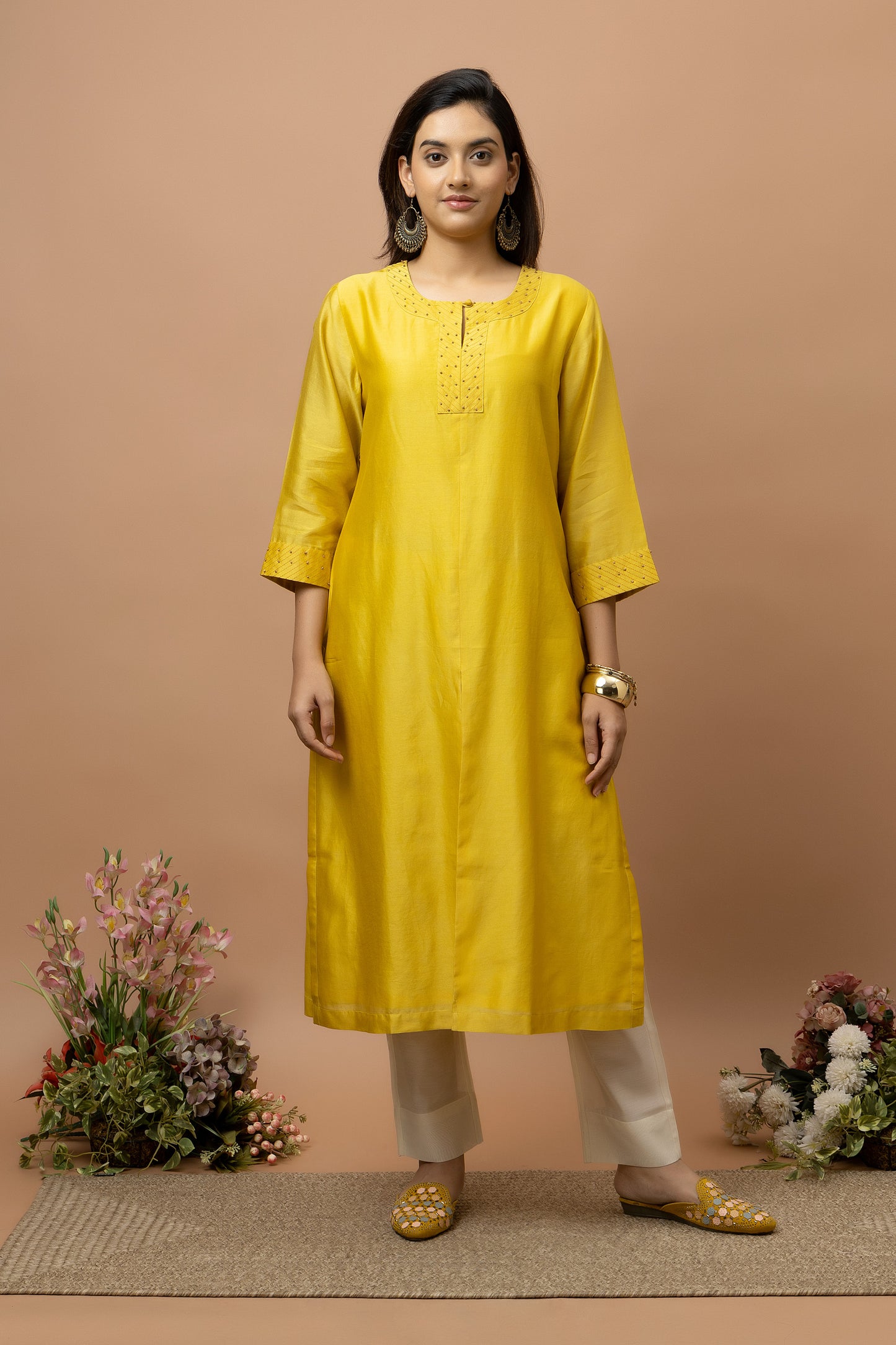 Rozanna Mustard Chanderi Kurta