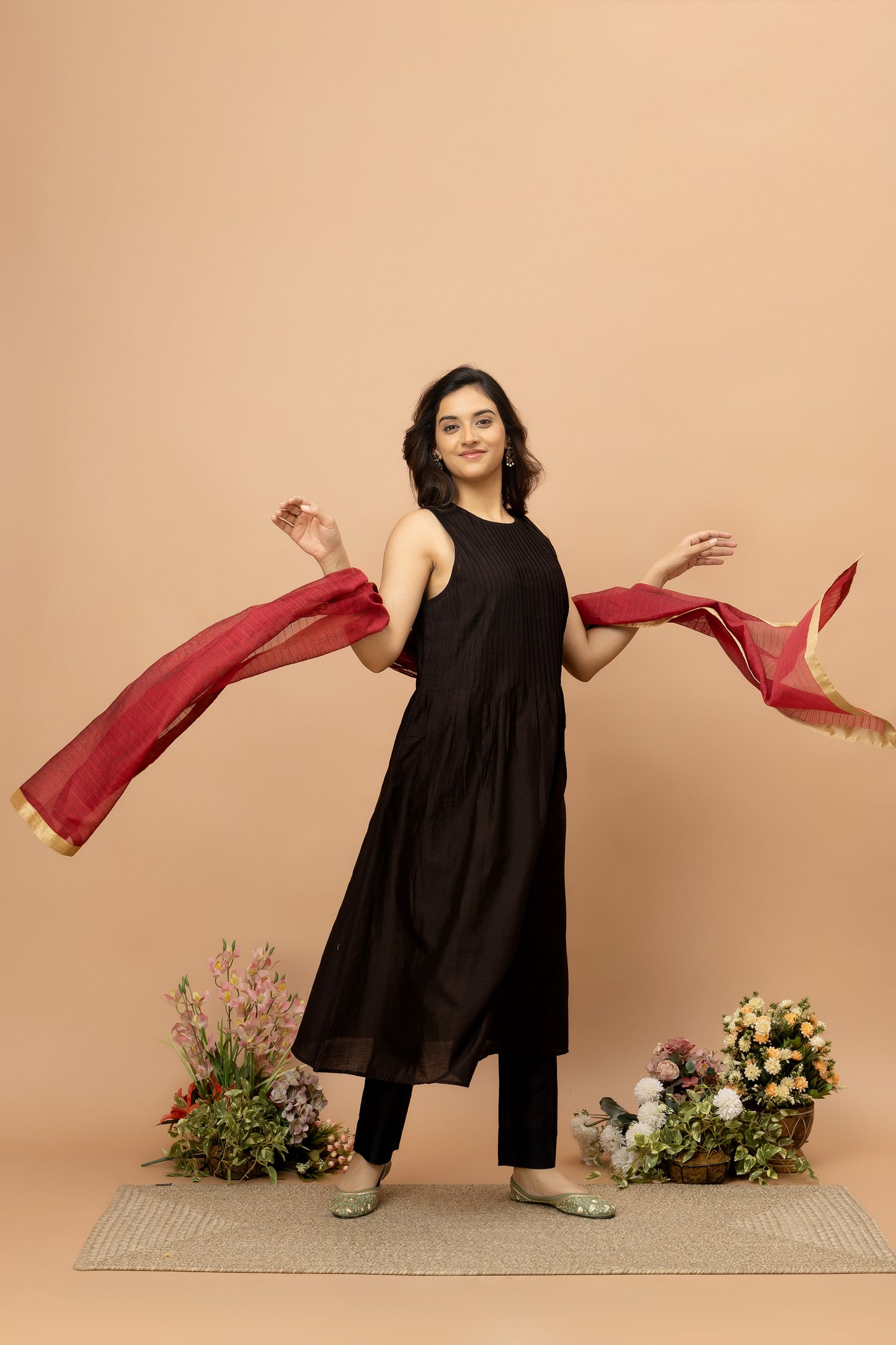 Rozanna Maroon Handloom Cotton Dupatta