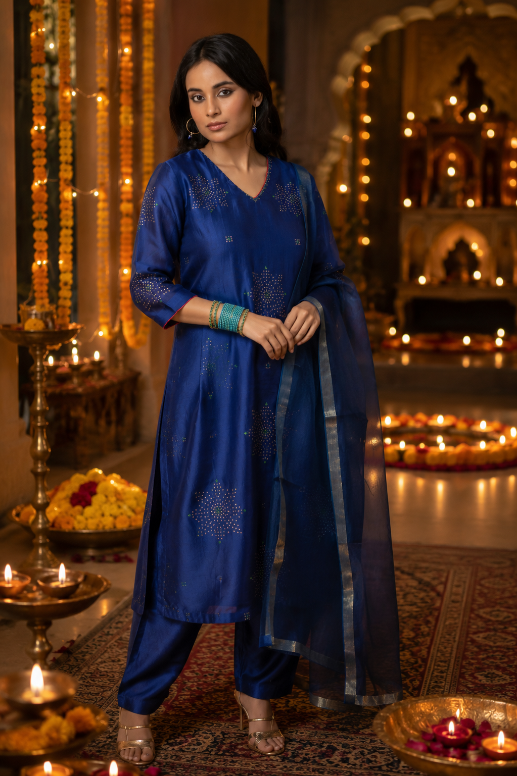 Taara Navy Blue Hand Embroidered Kurta Set