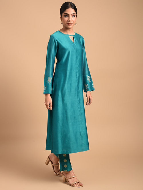Shyam Rang Teal Hand Embroidered Kurta Set