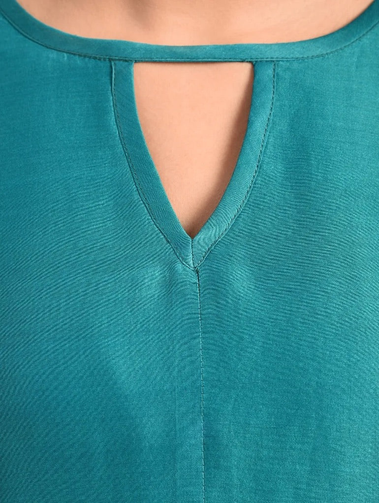 Shyam Rang Teal Hand Embroidered Kurta Set