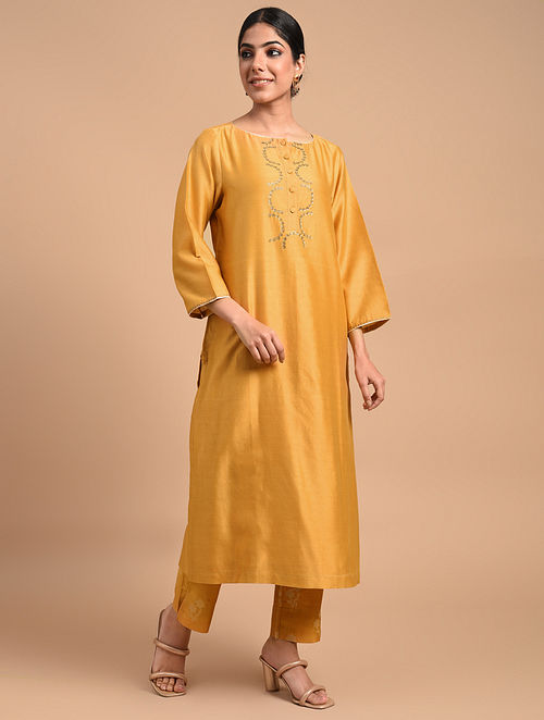 Shyam Rang Mustard Hand Embroidered Kurta Set