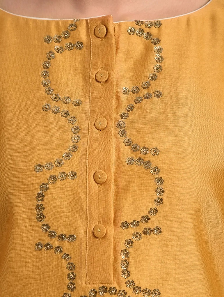 Shyam Rang Mustard Hand Embroidered Kurta Set