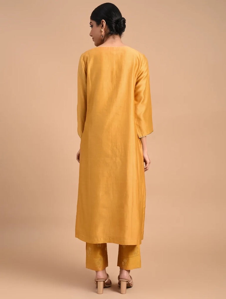 Shyam Rang Mustard Hand Embroidered Kurta Set