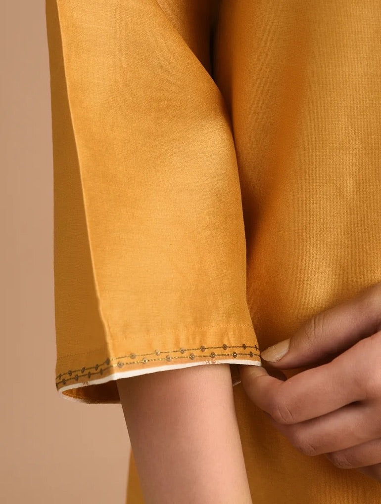 Shyam Rang Mustard Hand Embroidered Kurta Set