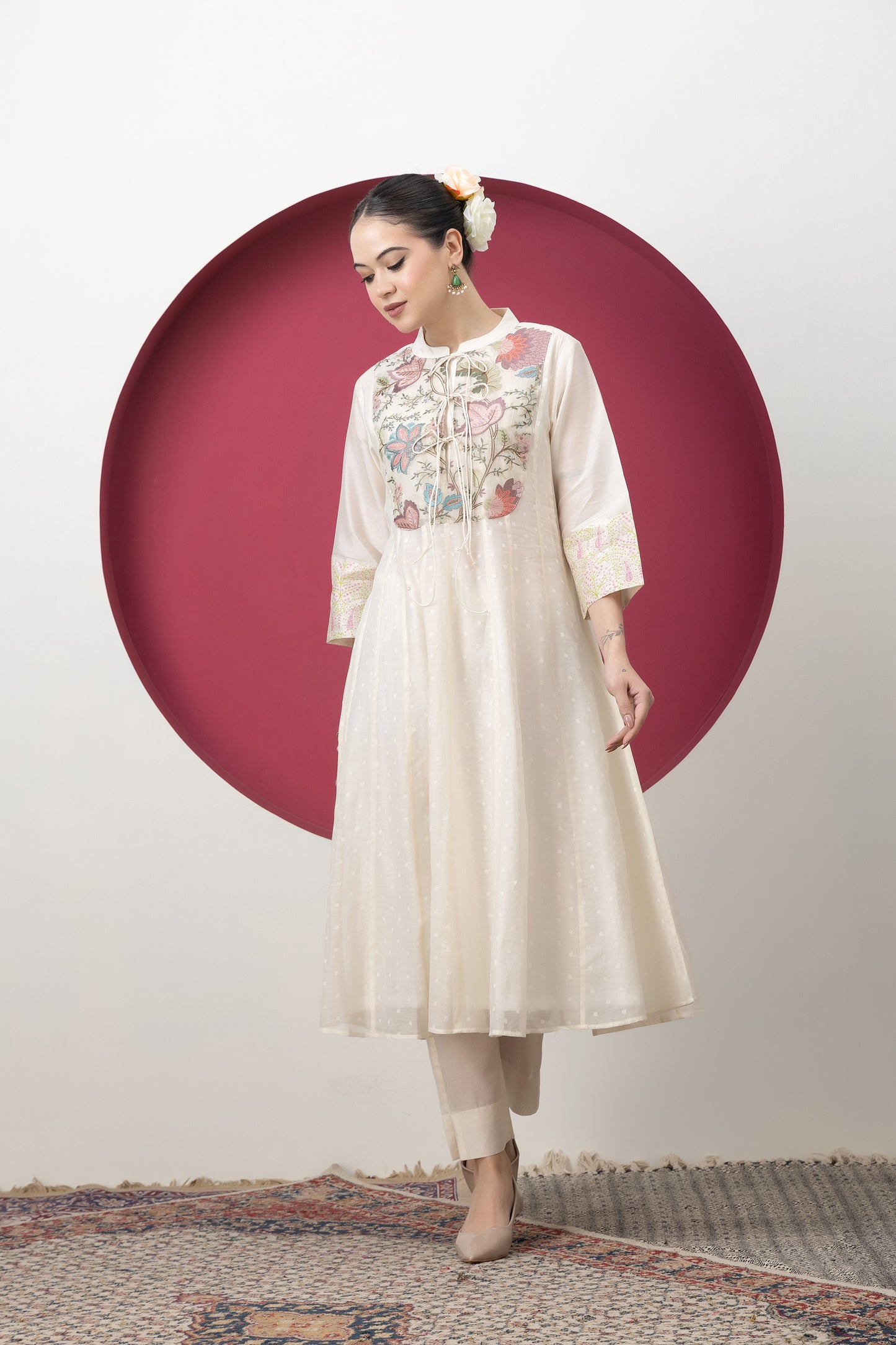 Anokhi Handwoven Banarasi Cutwork Kali Kurta