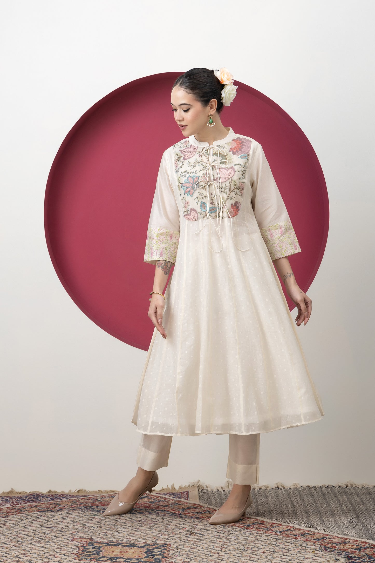 Anokhi Handwoven Banarasi Cutwork Kali Kurta