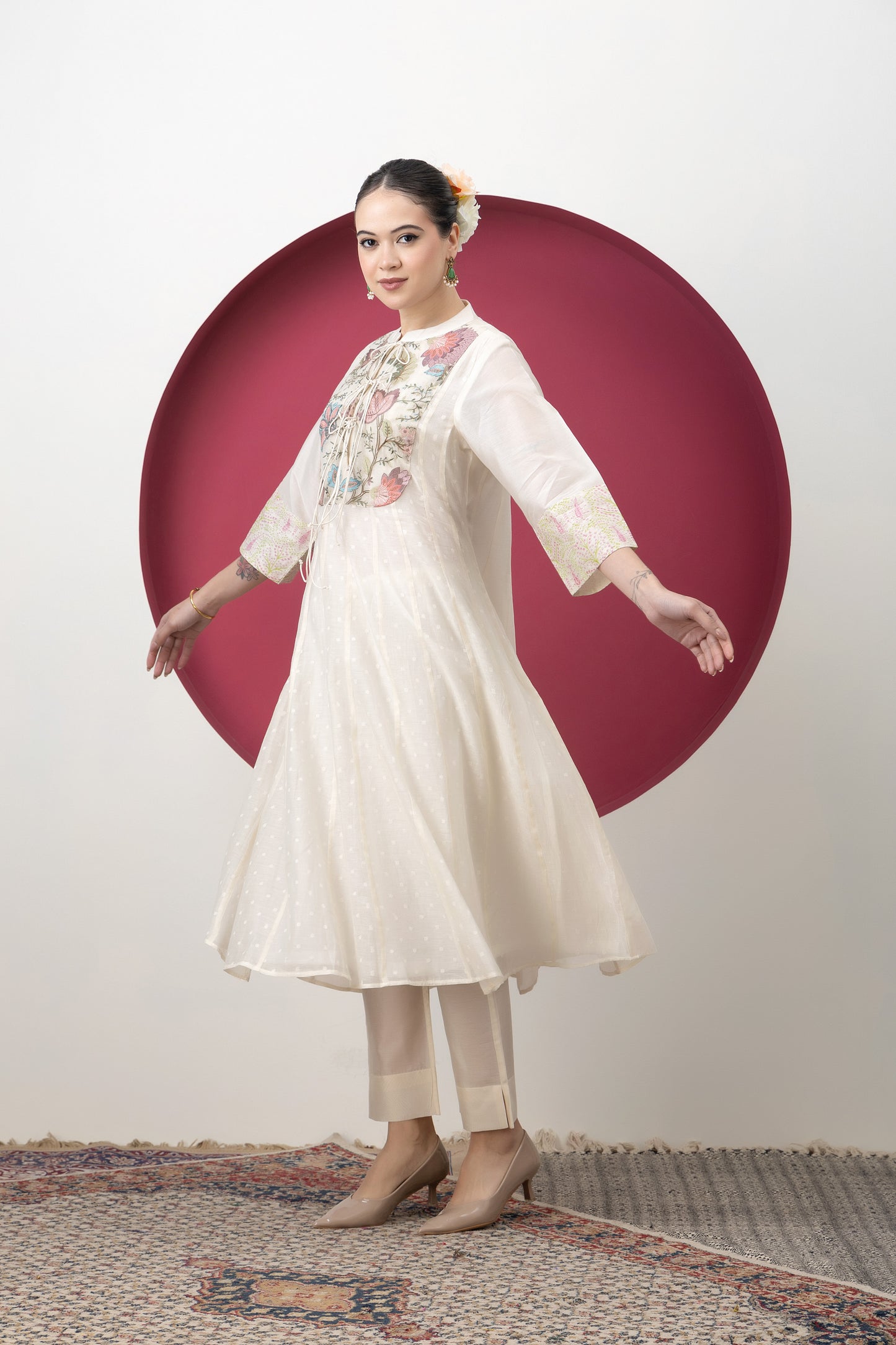 Anokhi Handwoven Banarasi Cutwork Kali Kurta
