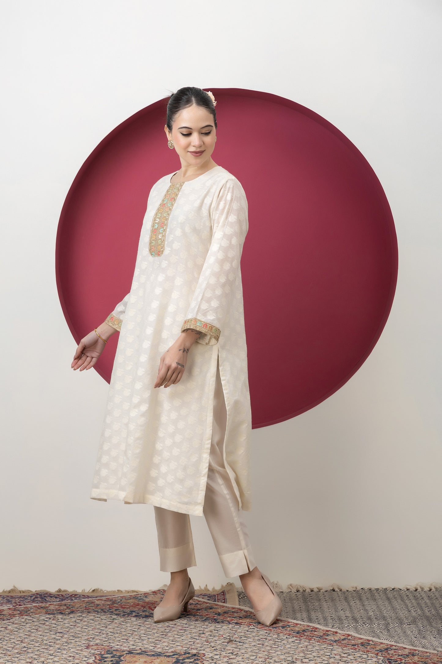 Anokhi Handwoven Banarasi Cutwork Kurta
