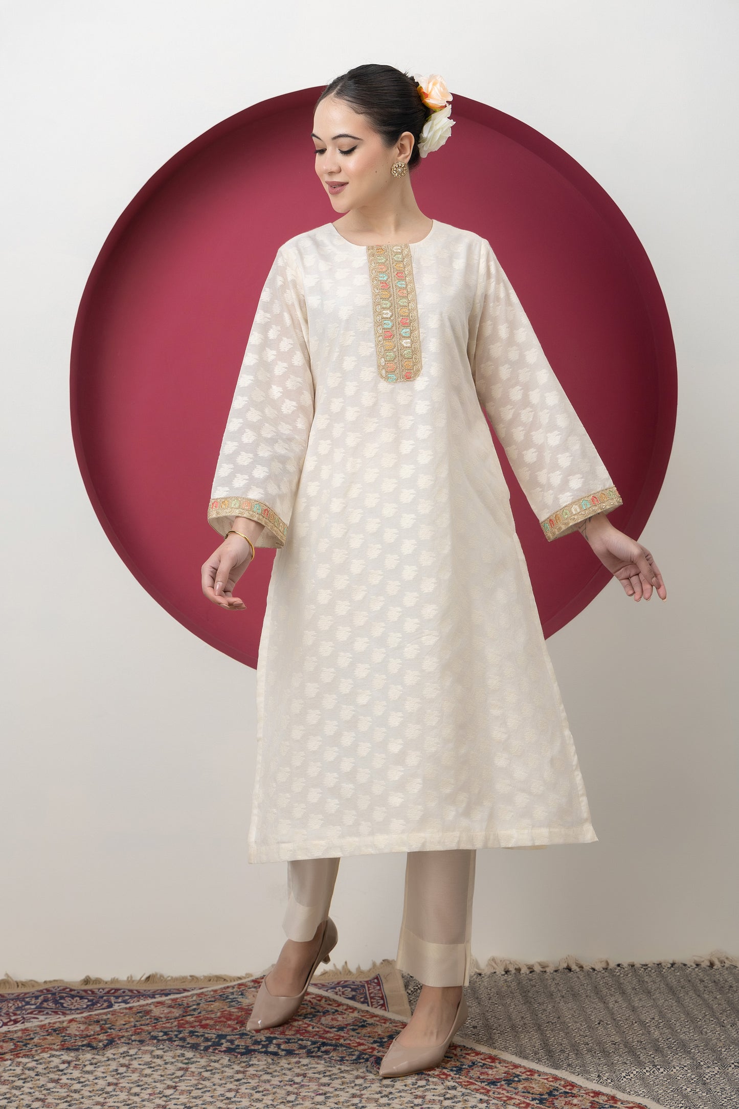 Anokhi Handwoven Banarasi Cutwork Kurta