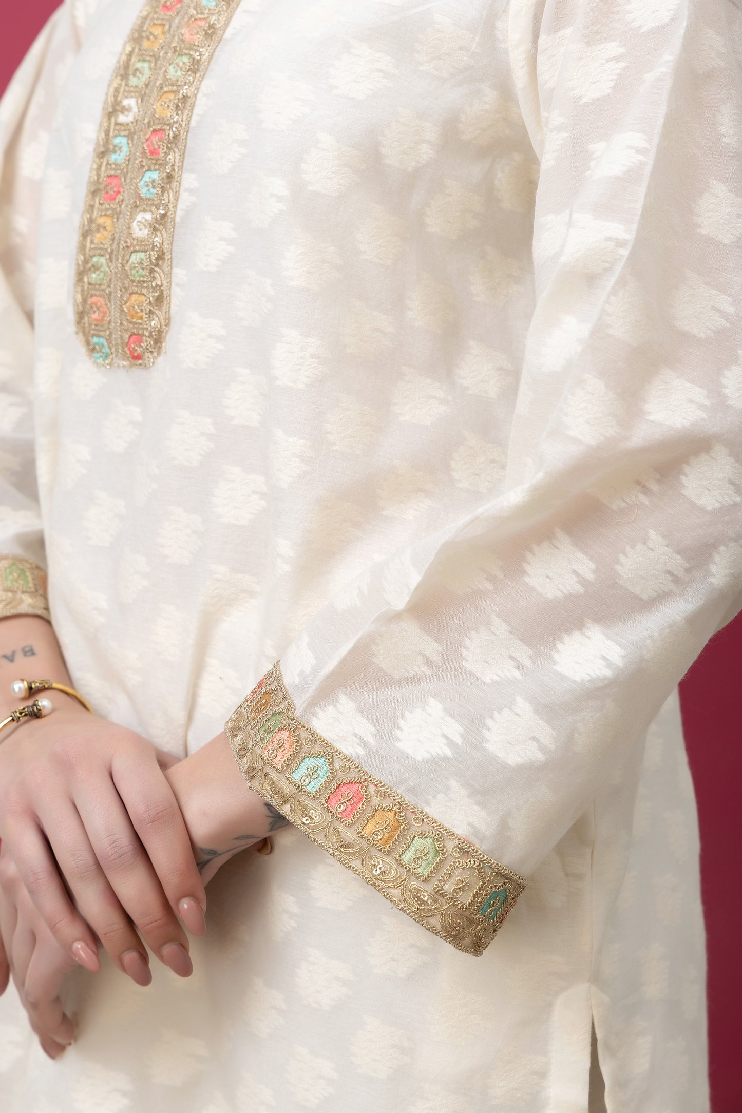 Anokhi Handwoven Banarasi Cutwork Kurta