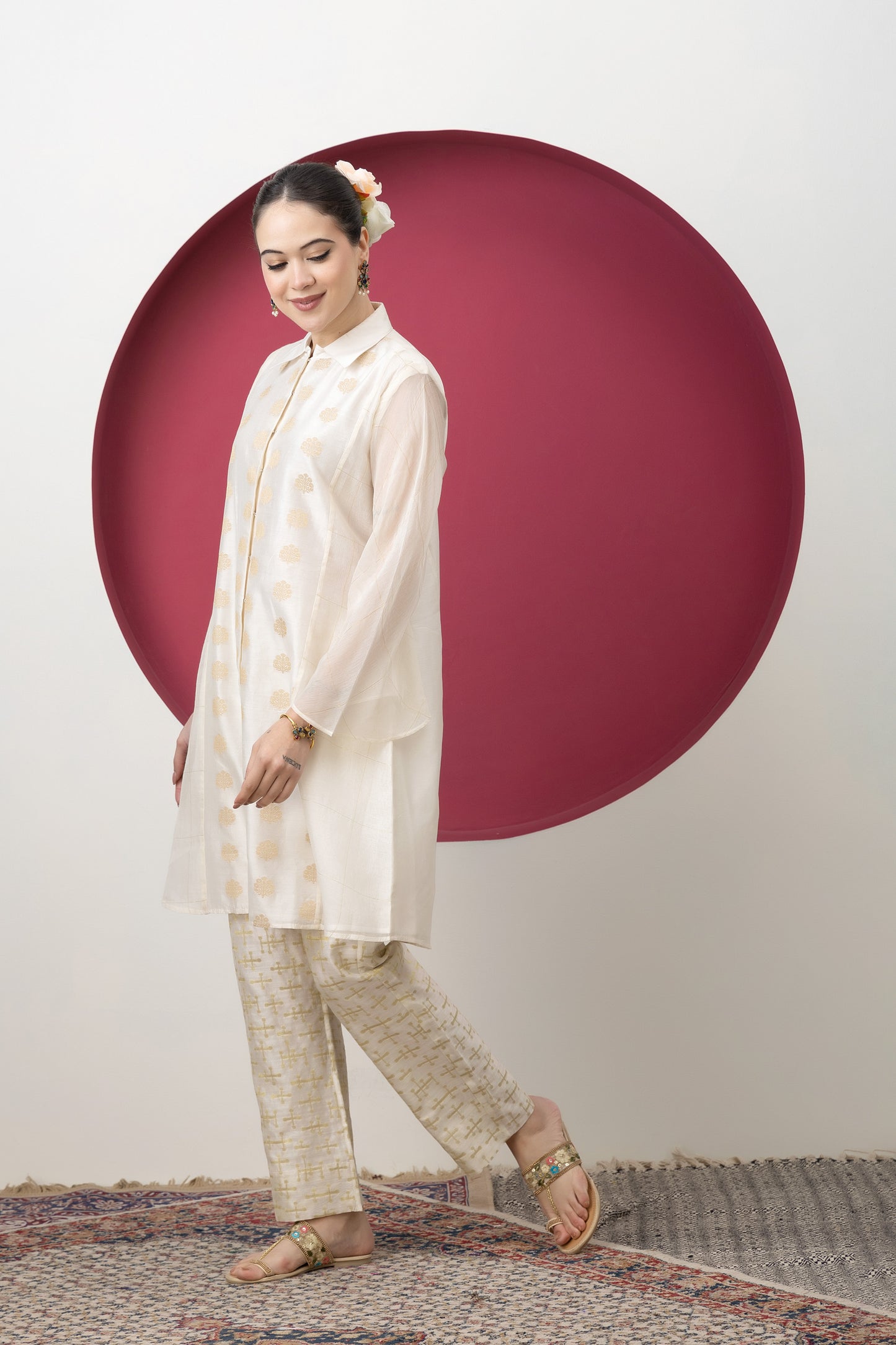 Anokhi Handwoven Banarasi Jacquard Short Kurta