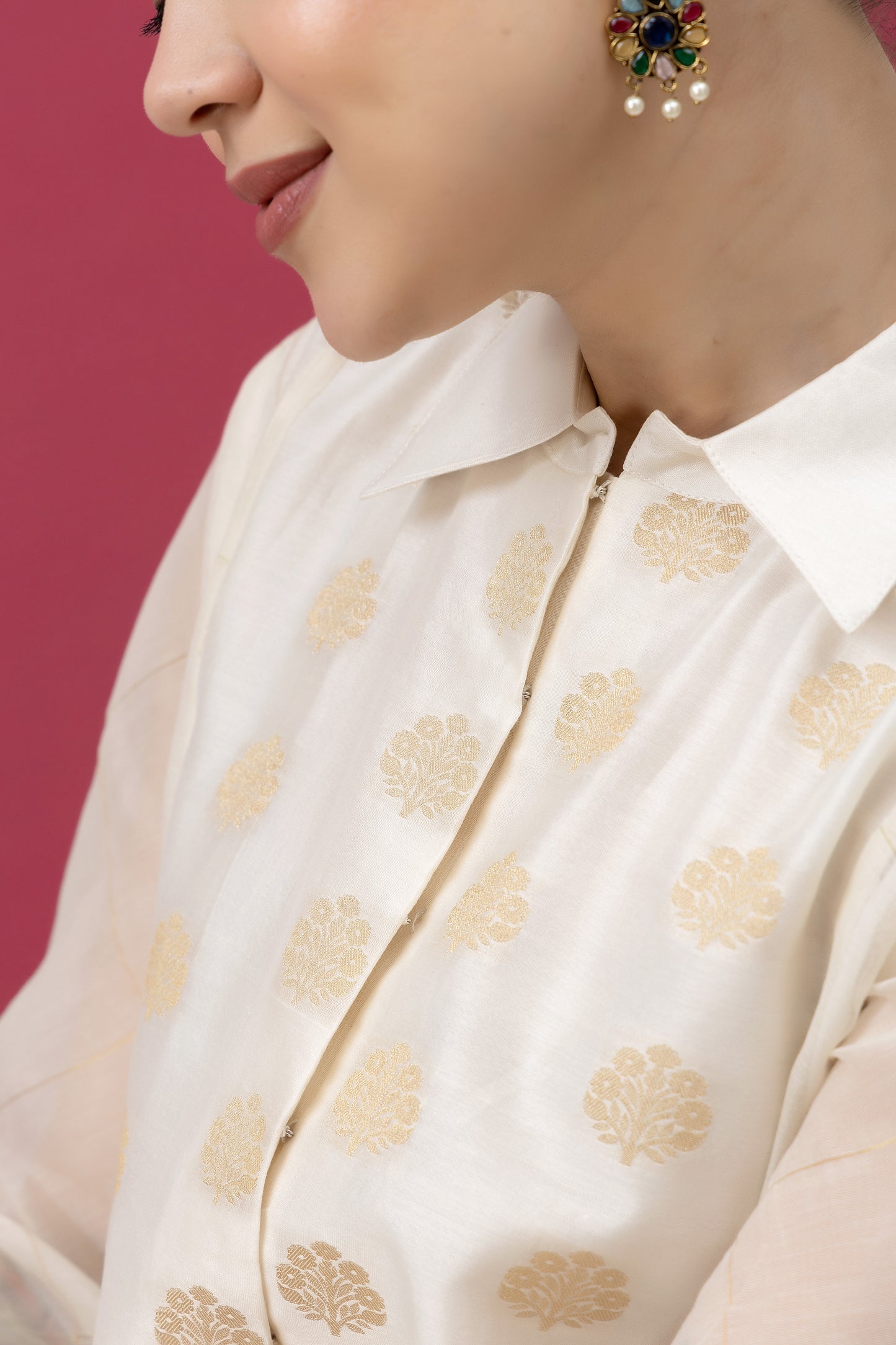 Anokhi Handwoven Banarasi Jacquard Short Kurta