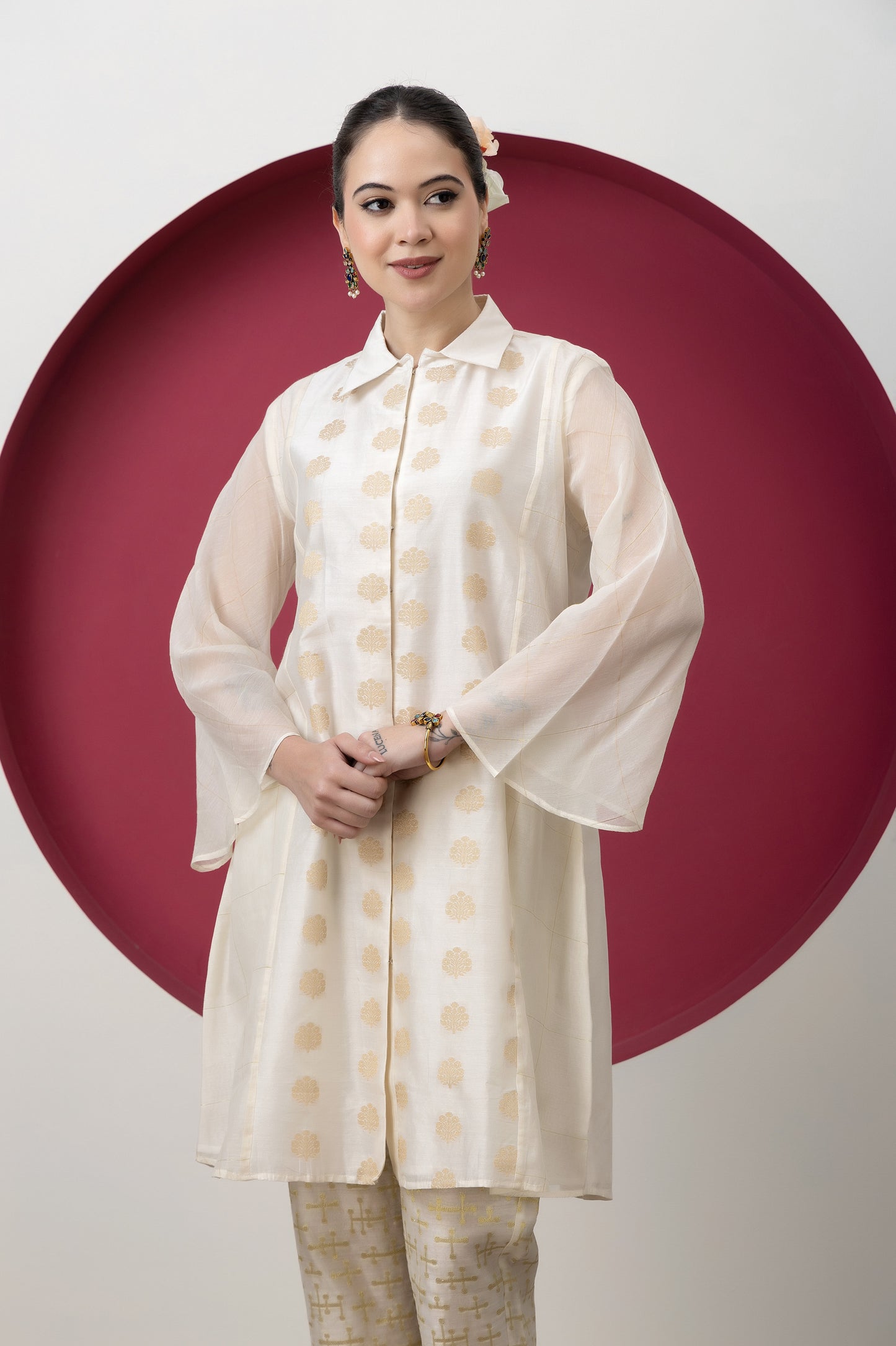 Anokhi Handwoven Banarasi Jacquard Short Kurta