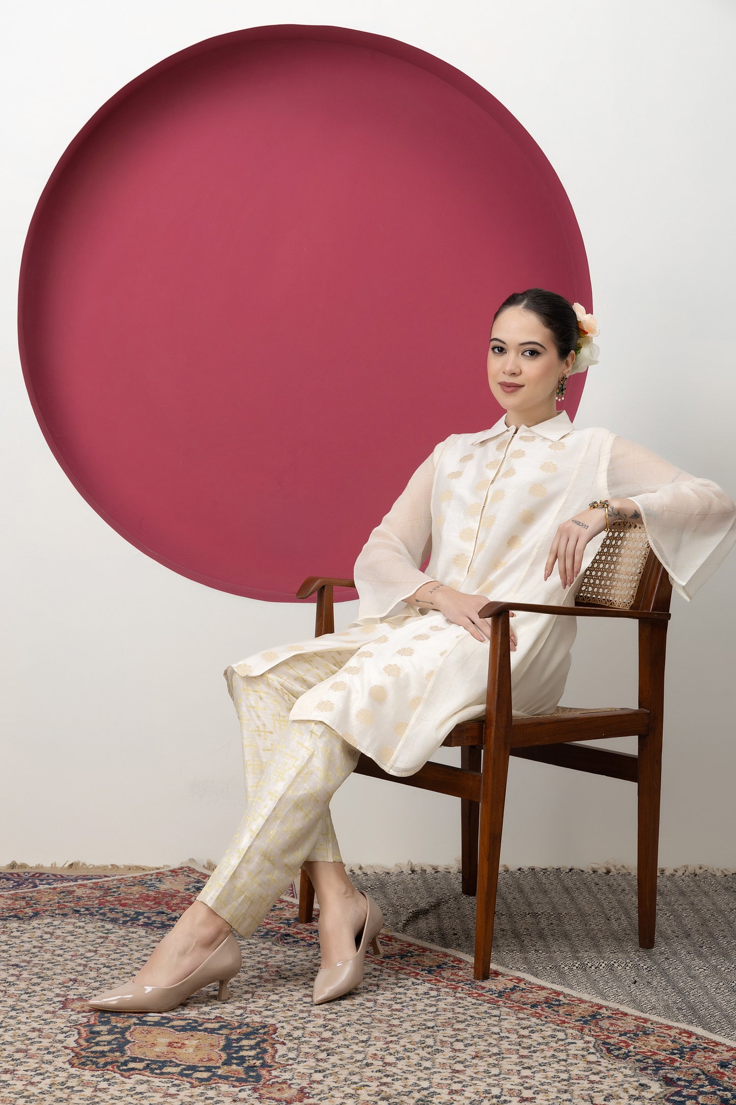 Anokhi Handwoven Banarasi Jacquard Short Kurta