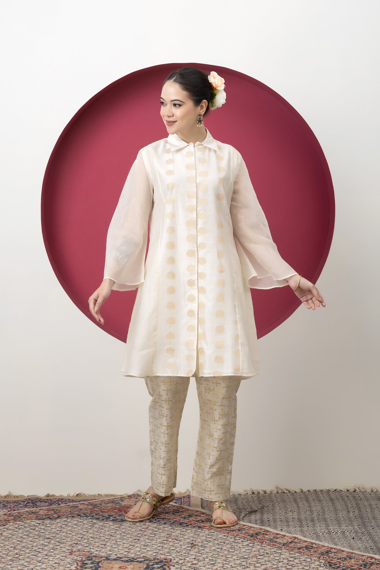 Anokhi Handwoven Banarasi Jacquard Short Kurta