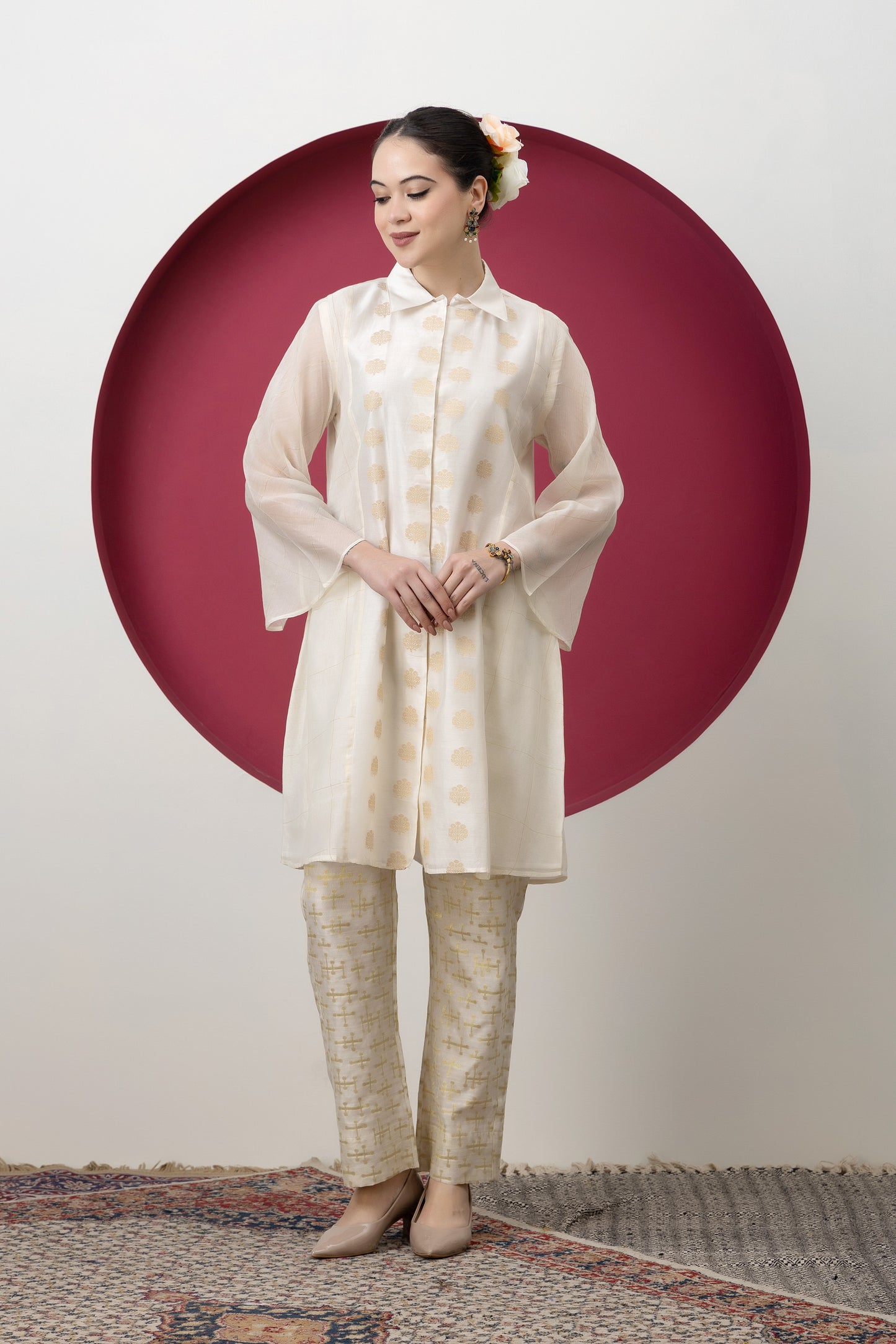 Anokhi Chanderi Jacquard Pants