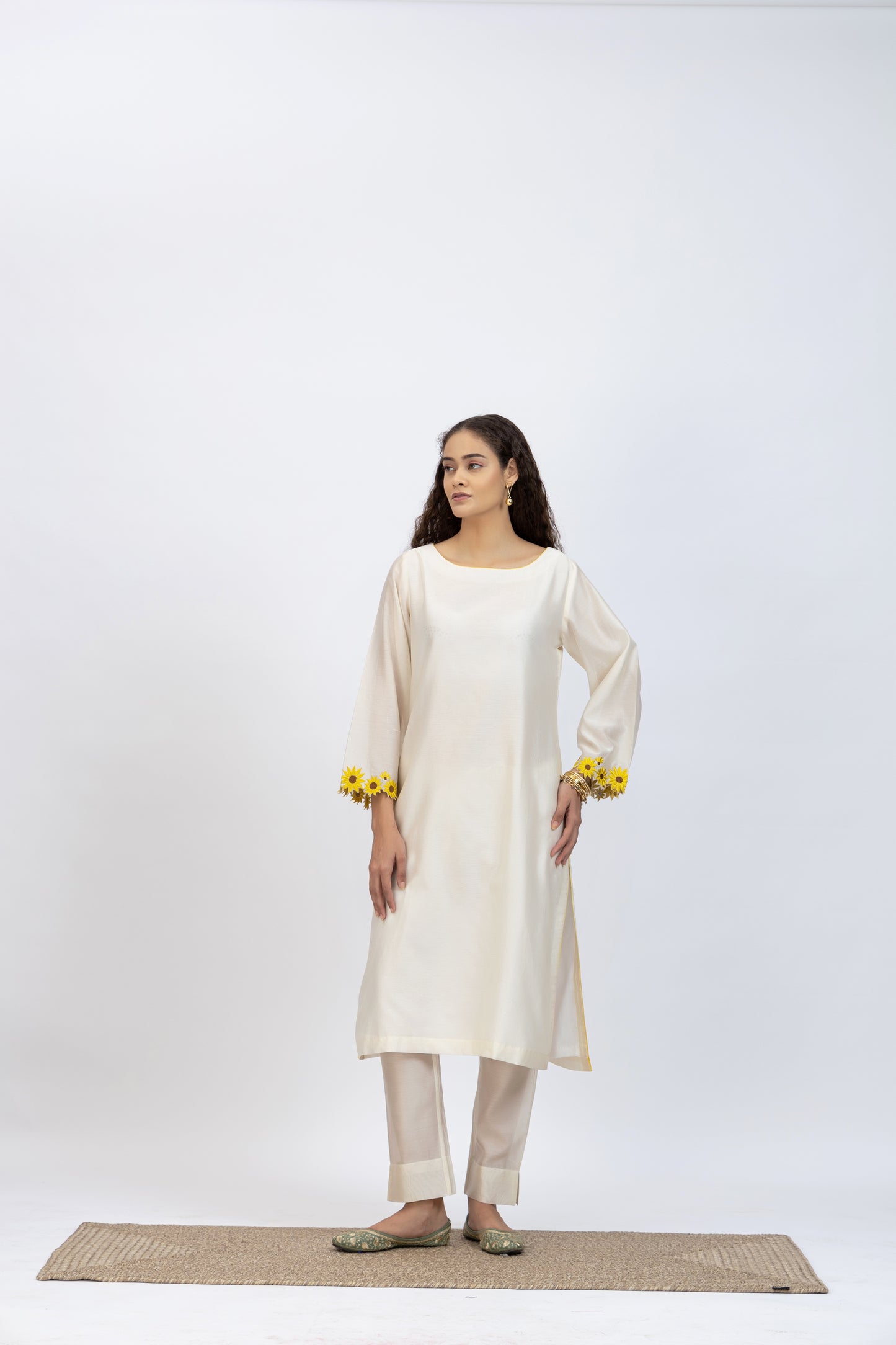Bageecha Sunflower Chanderi Embroidered Kurta Set