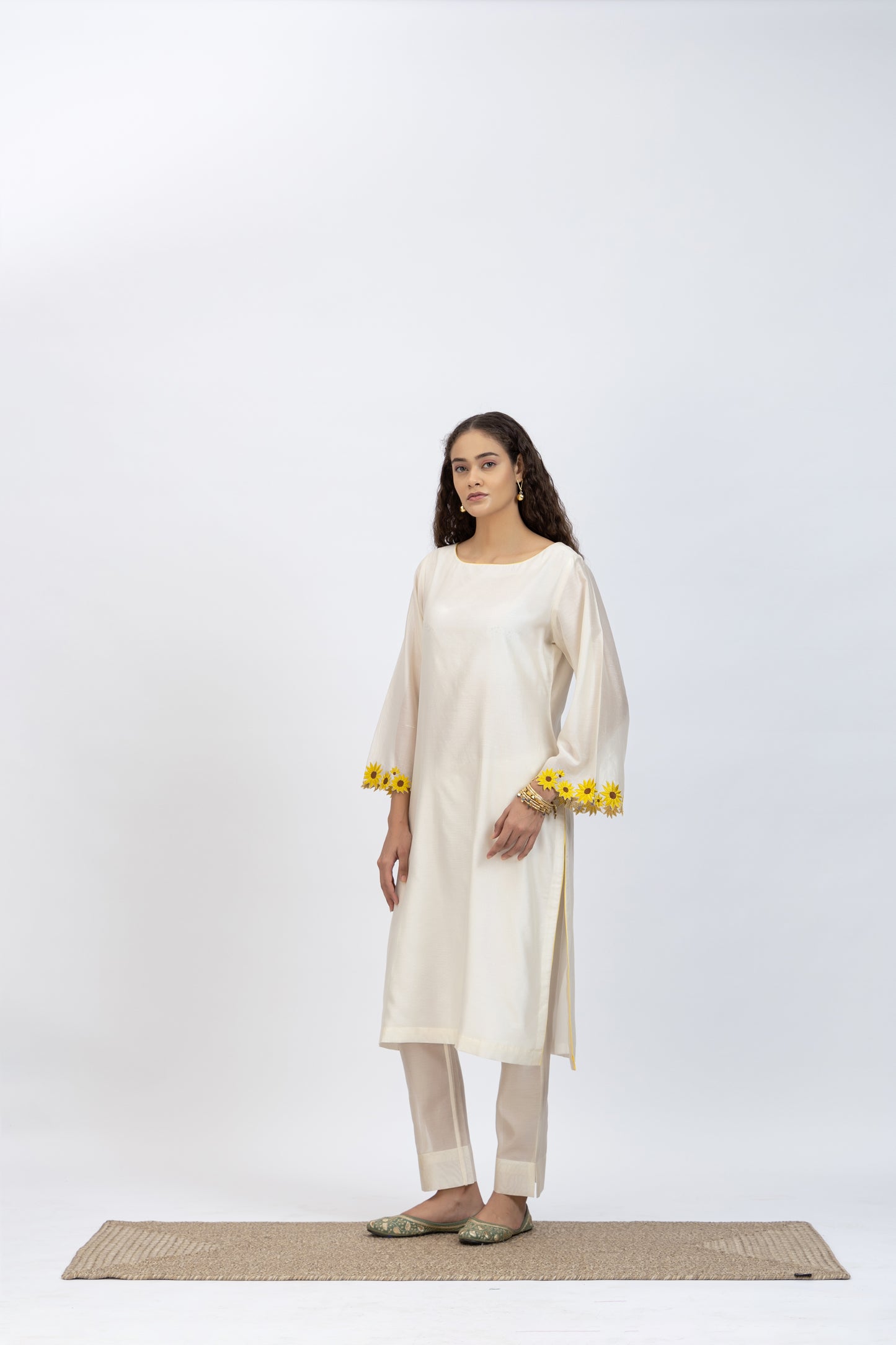 Bageecha Sunflower Chanderi Embroidered Kurta Set