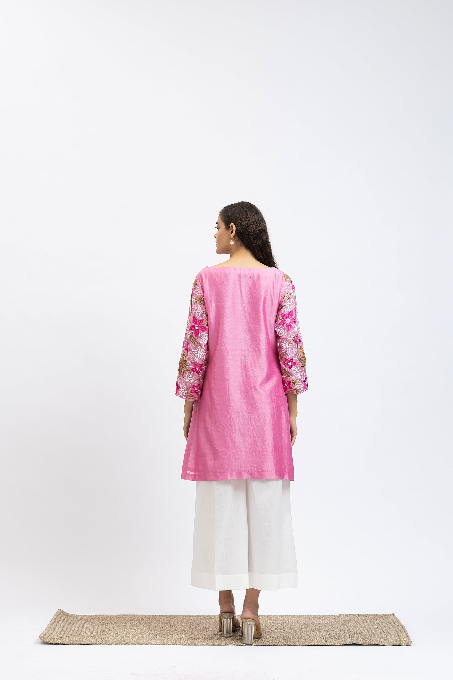 Bageecha Pink Chanderi Embroidered Kurta Set