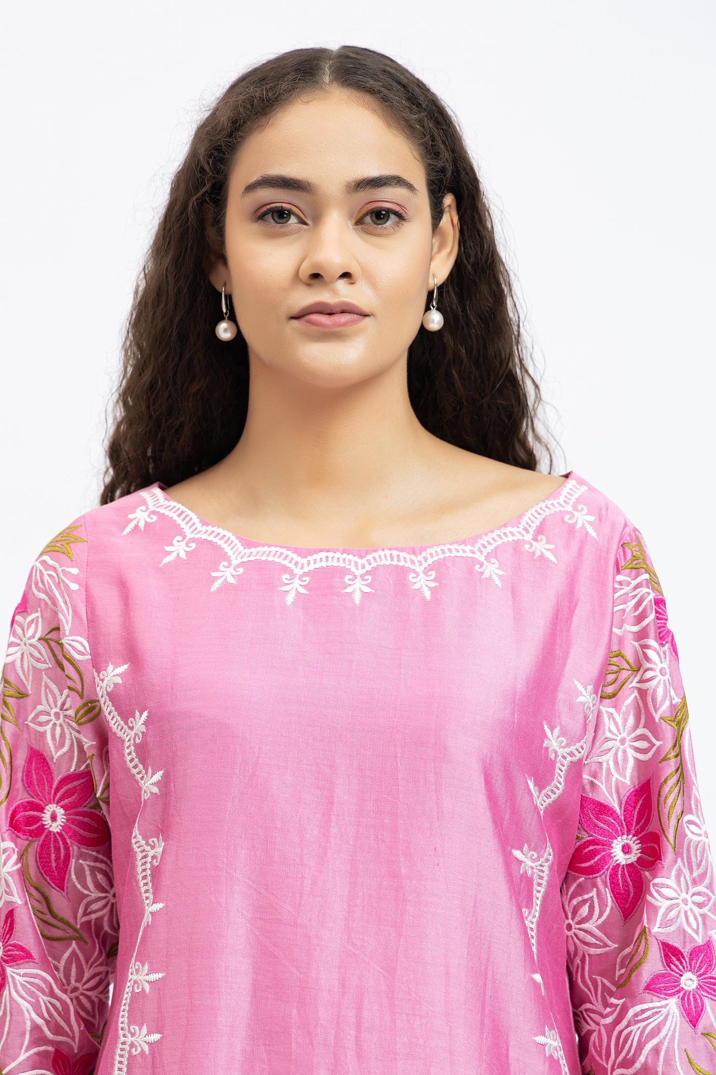 Bageecha Pink Chanderi Embroidered Kurta Set