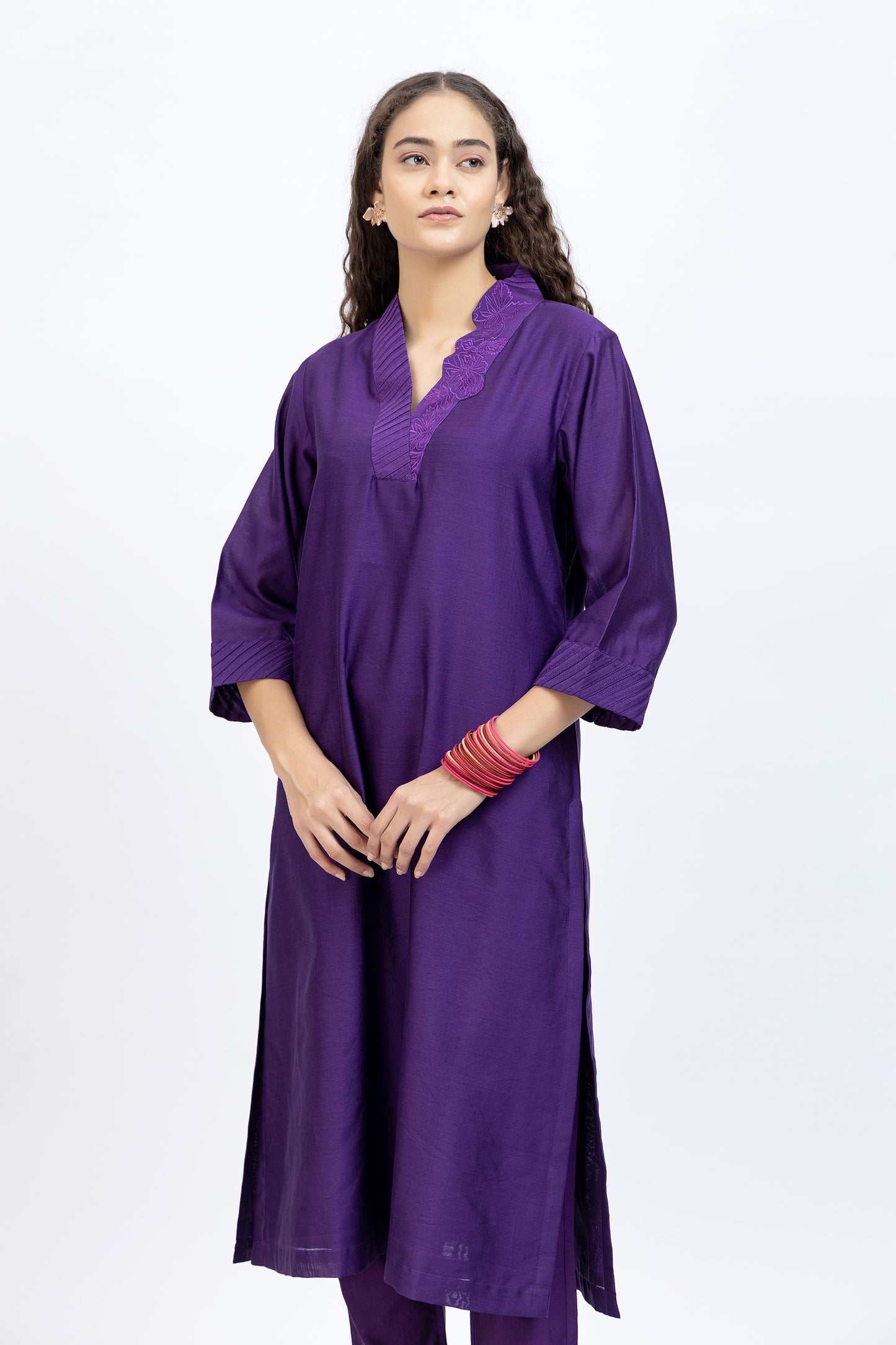 Bageecha Purple Chanderi Embroidered Kurta Set