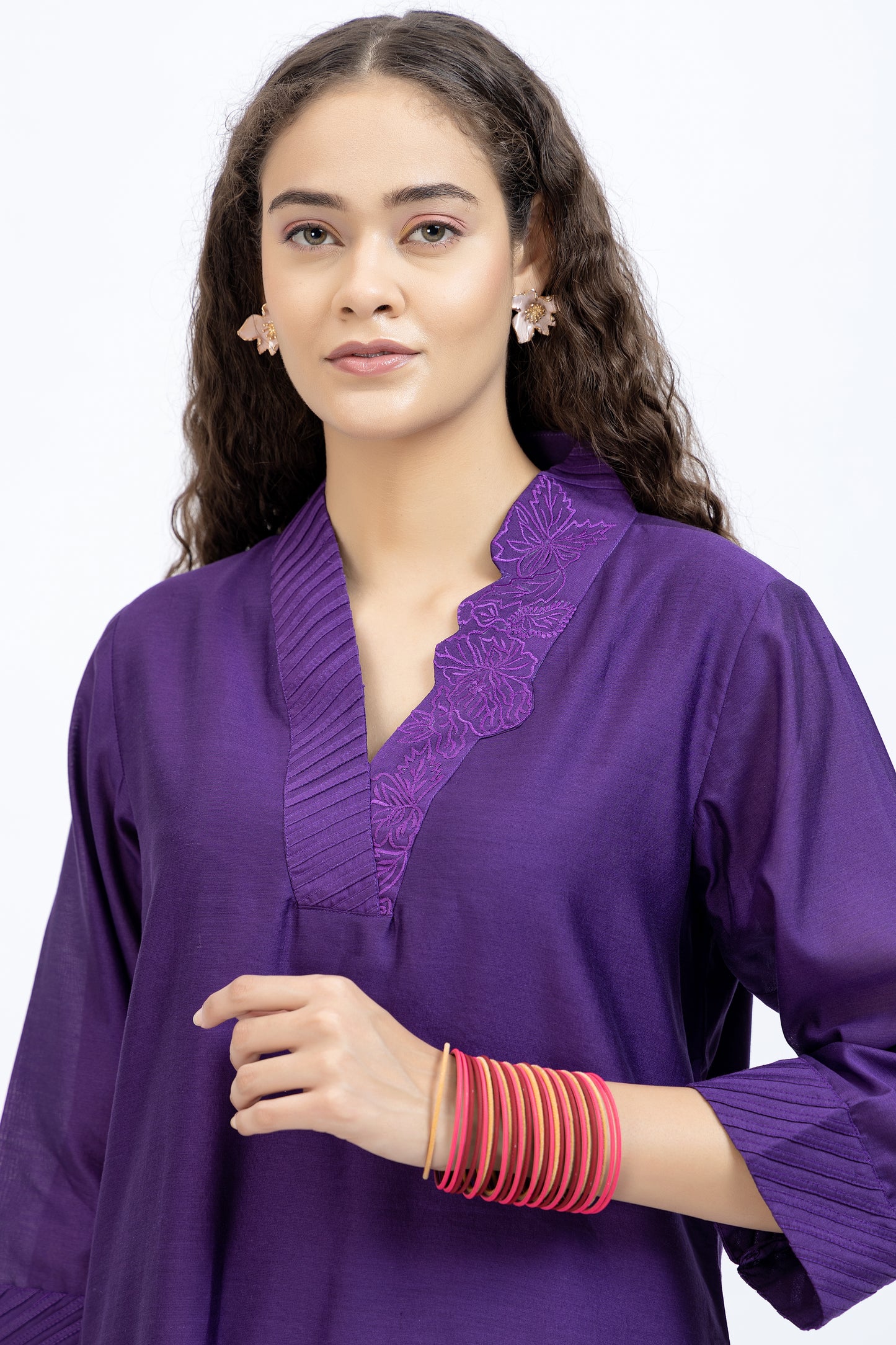 Bageecha Purple Chanderi Embroidered Kurta Set