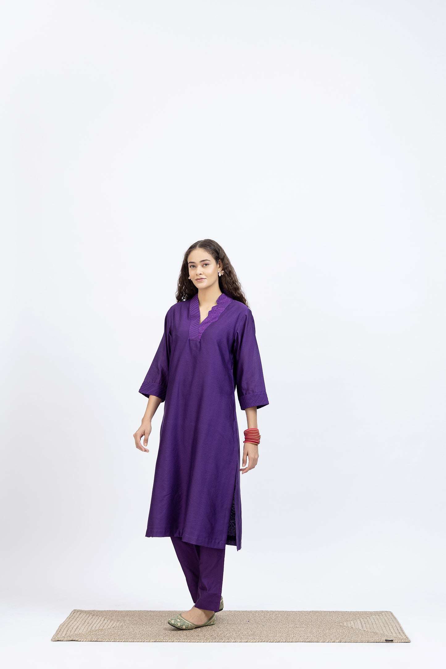 Bageecha Purple Chanderi Embroidered Kurta Set