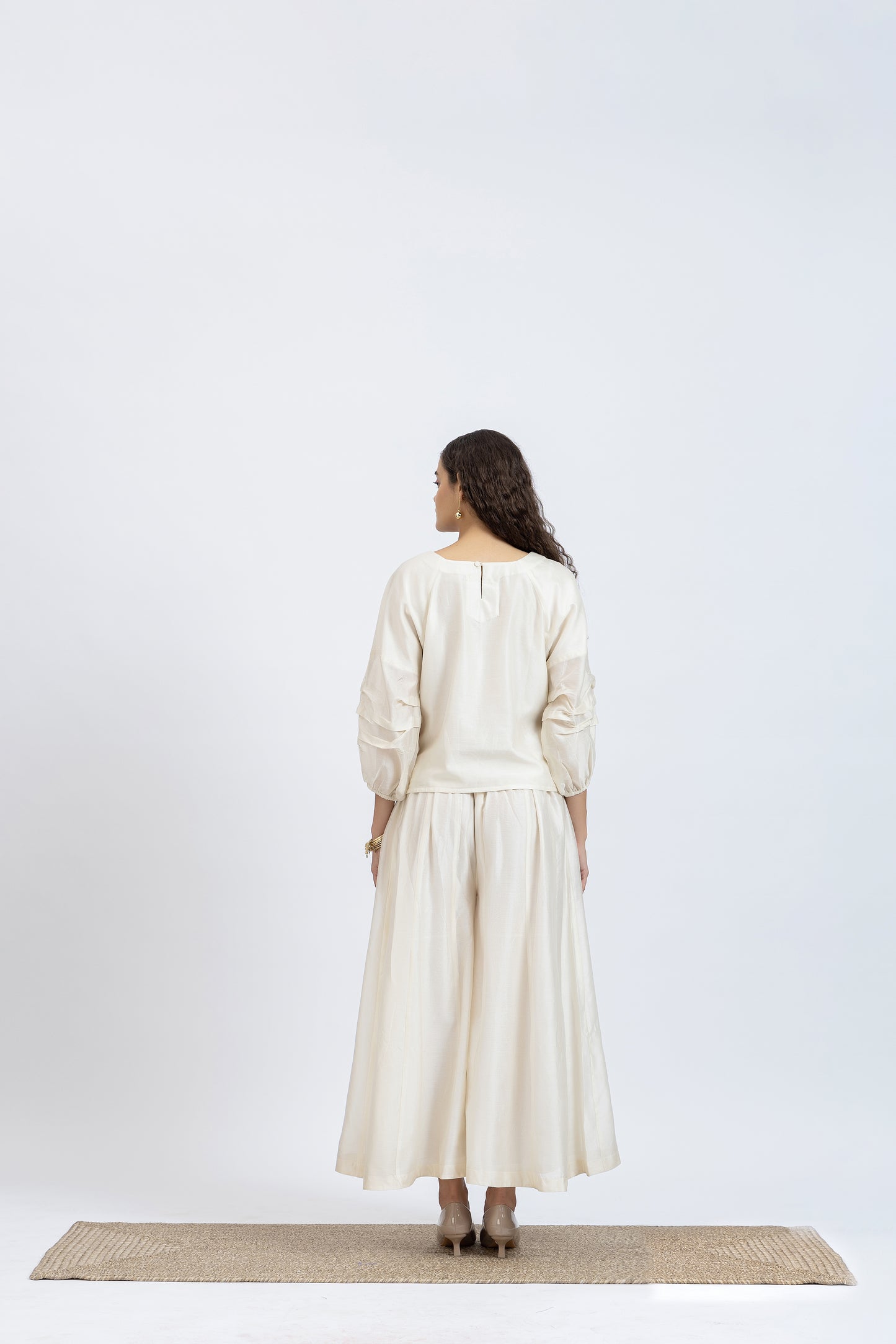 Bageecha Off White Chanderi Embroidered Top