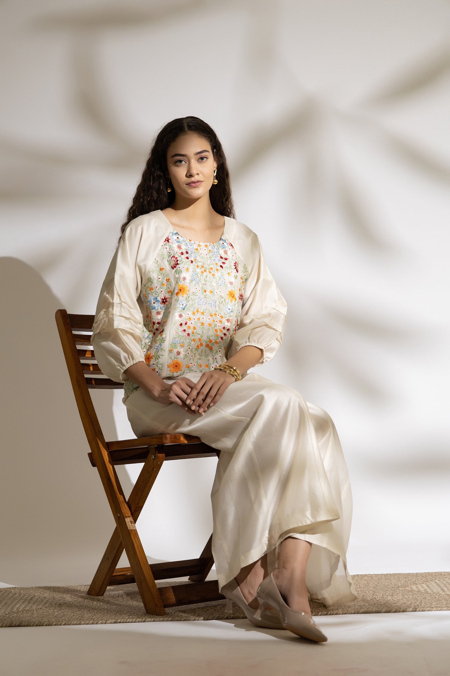 Bageecha Off White Chanderi Embroidered Top