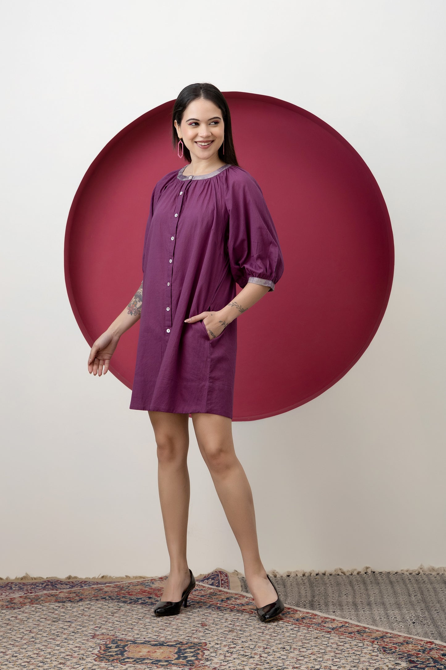 Kapaas Mauve Cotton Dress