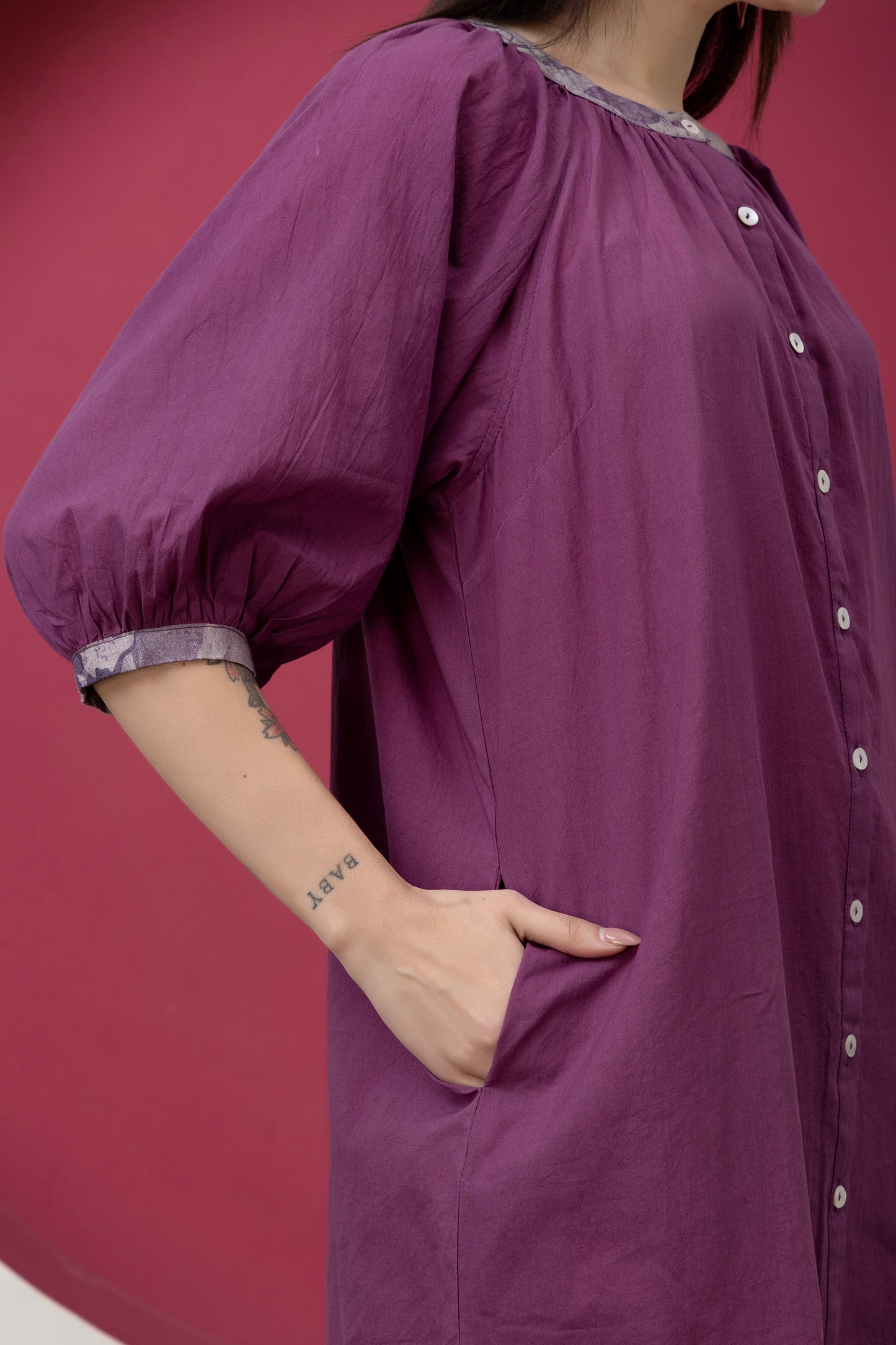 Kapaas Mauve Cotton Dress