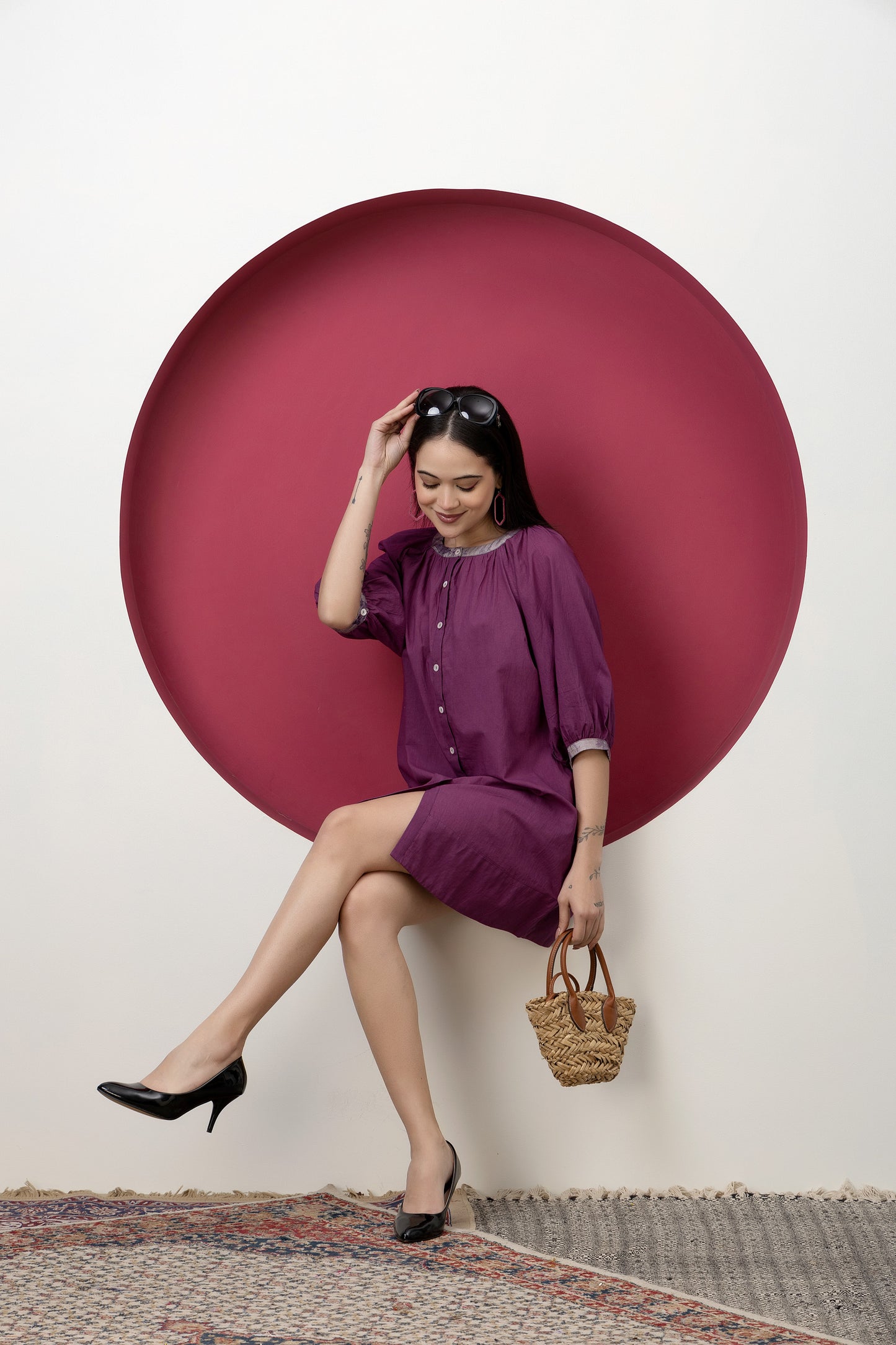 Kapaas Mauve Cotton Dress