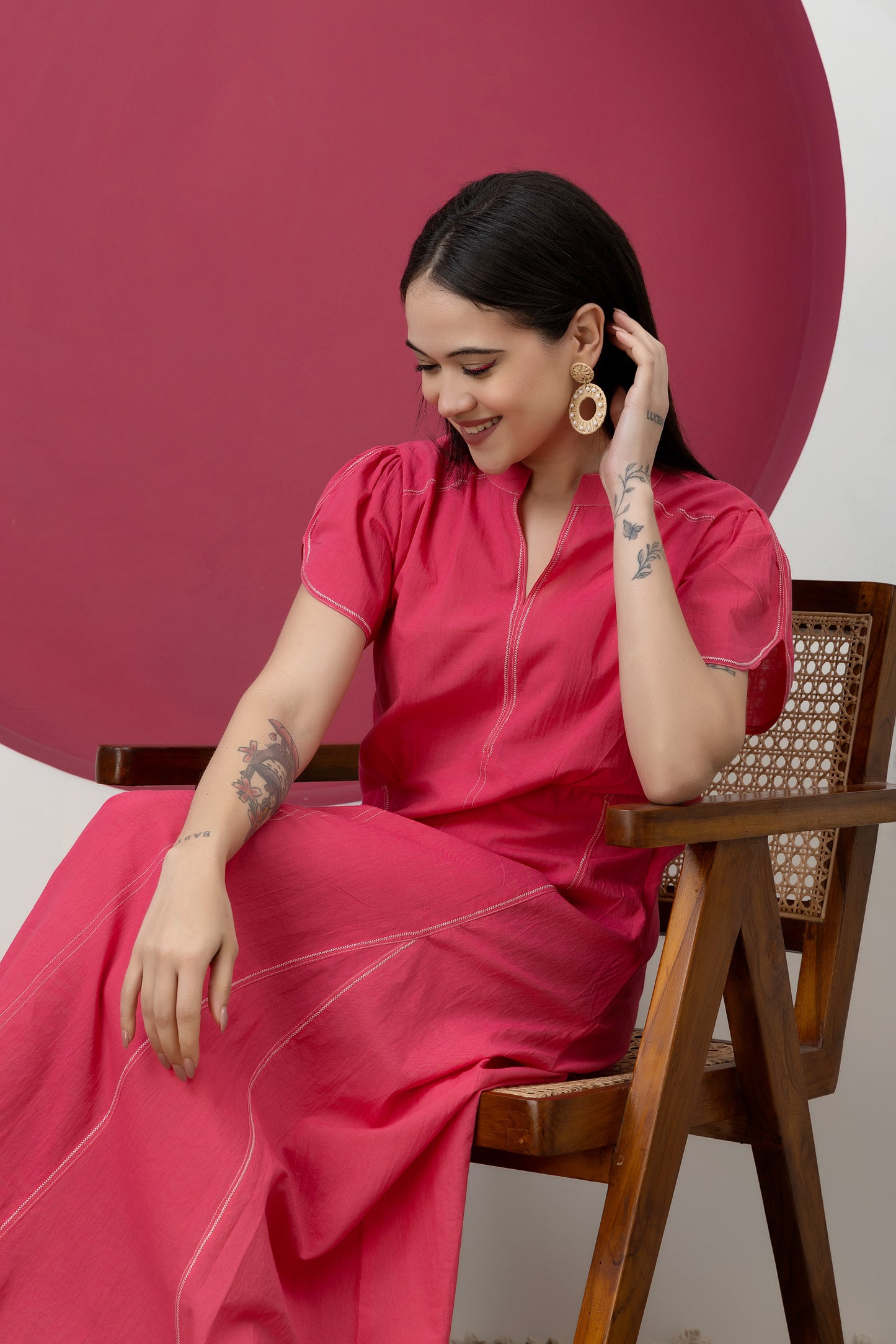 Kapaas Pink Cotton Maxi Dress