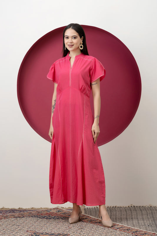 Kapaas Pink Cotton Maxi Dress