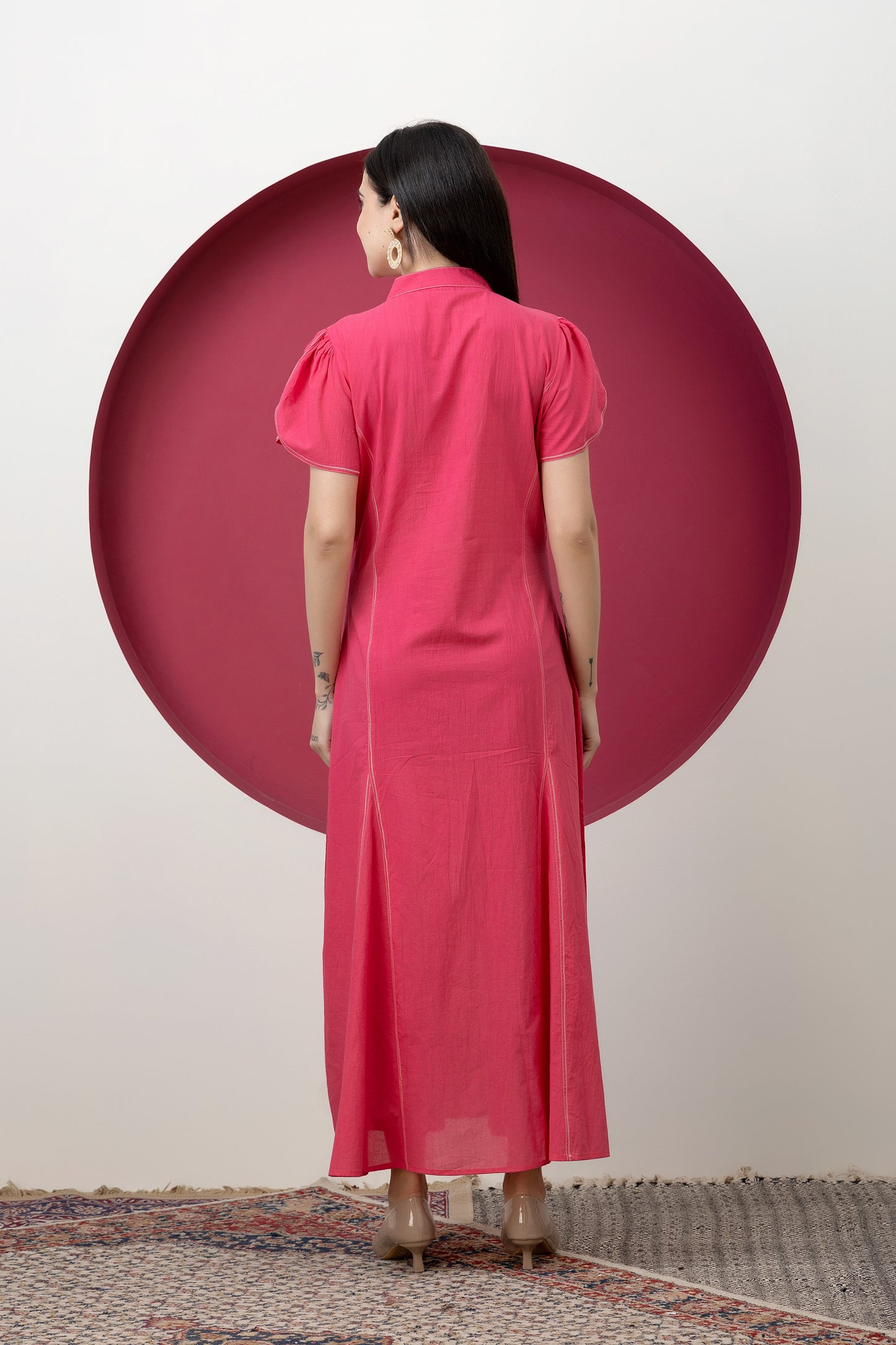 Kapaas Pink Cotton Maxi Dress