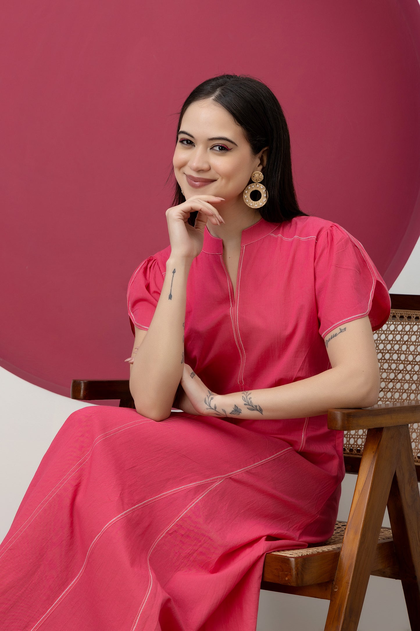 Kapaas Pink Cotton Maxi Dress