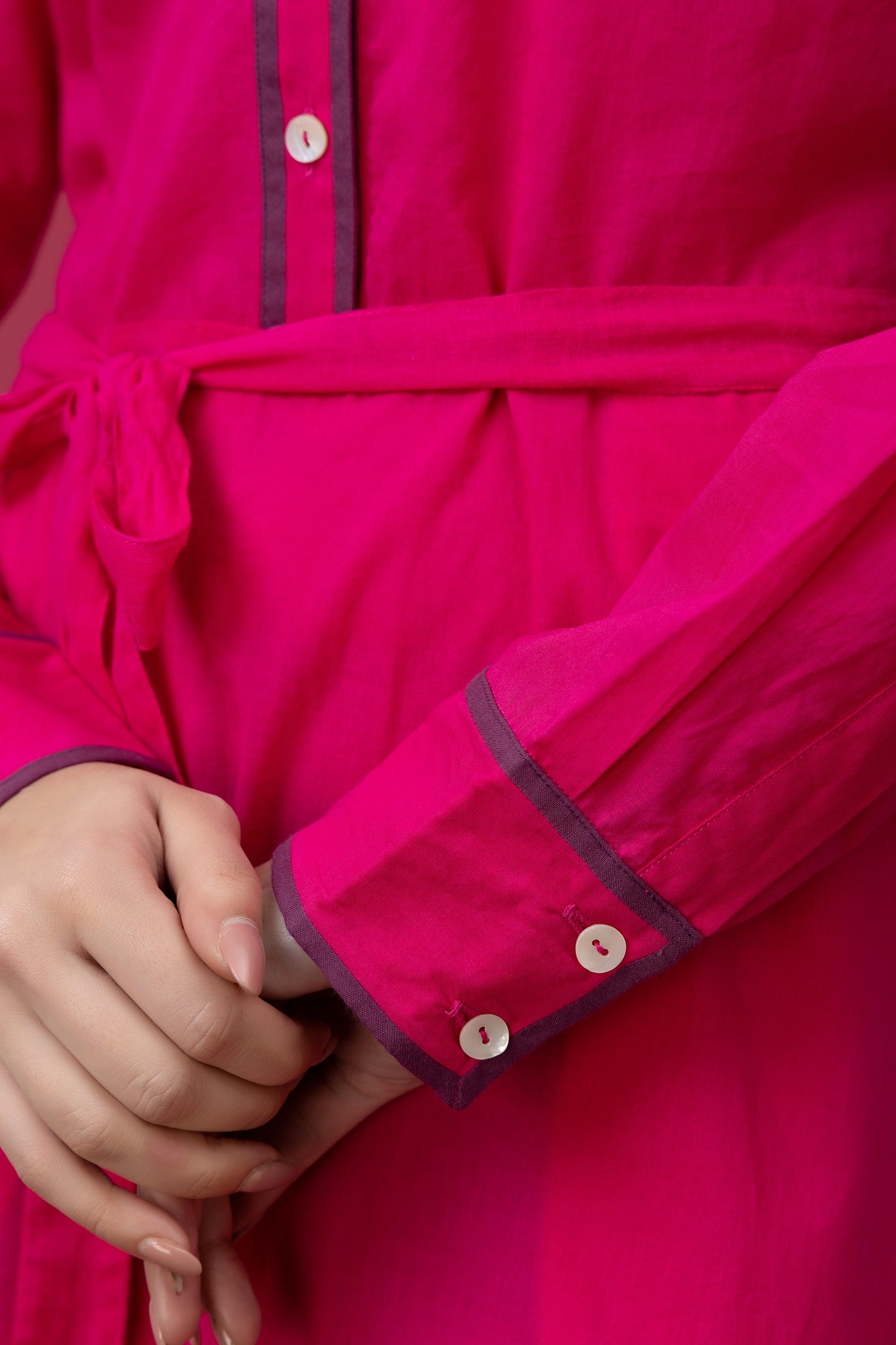 Kapaas Embroidered Fuchsia Cotton Dress
