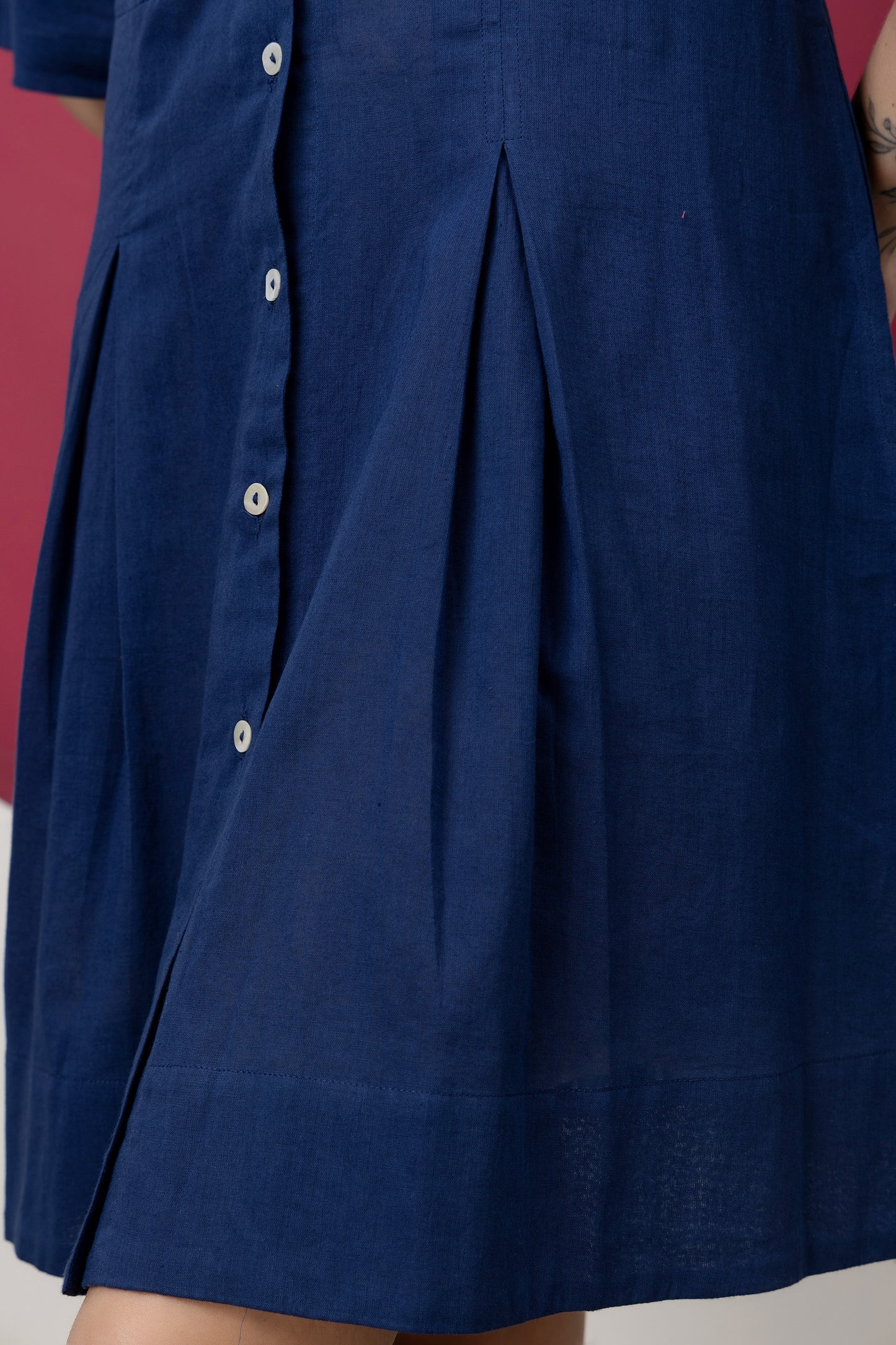 Kapaas Navy Blue Short Cotton Dress