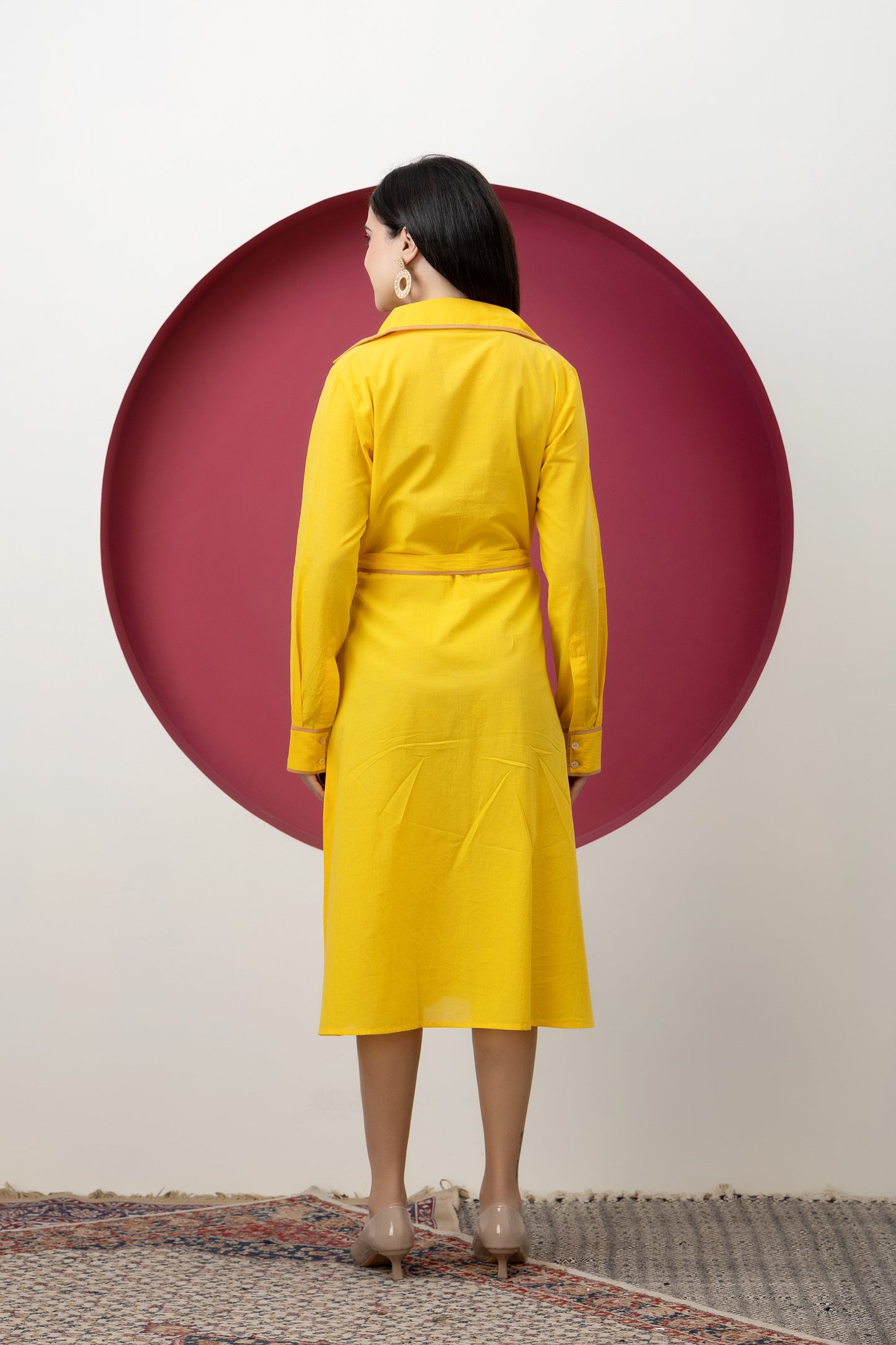 Kapaas Embroidered Yellow Cotton Dress