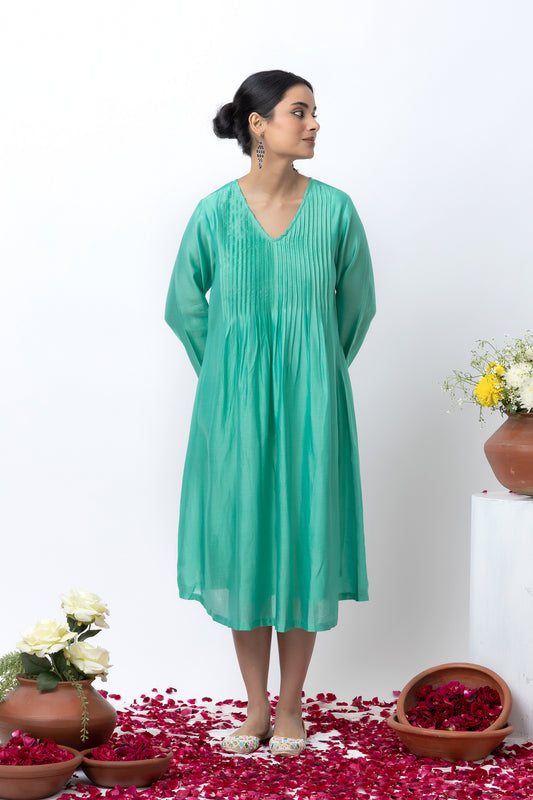 Grishm Emerald Green Chanderi Dress