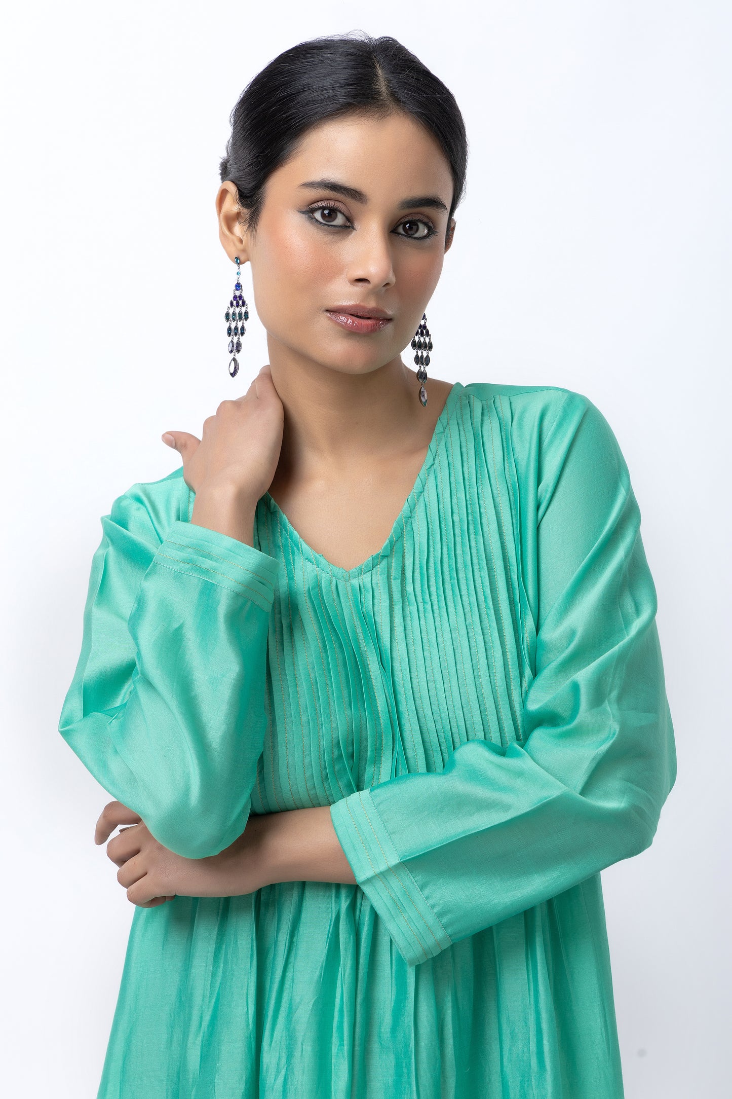 Grishm Emerald Green Chanderi Dress