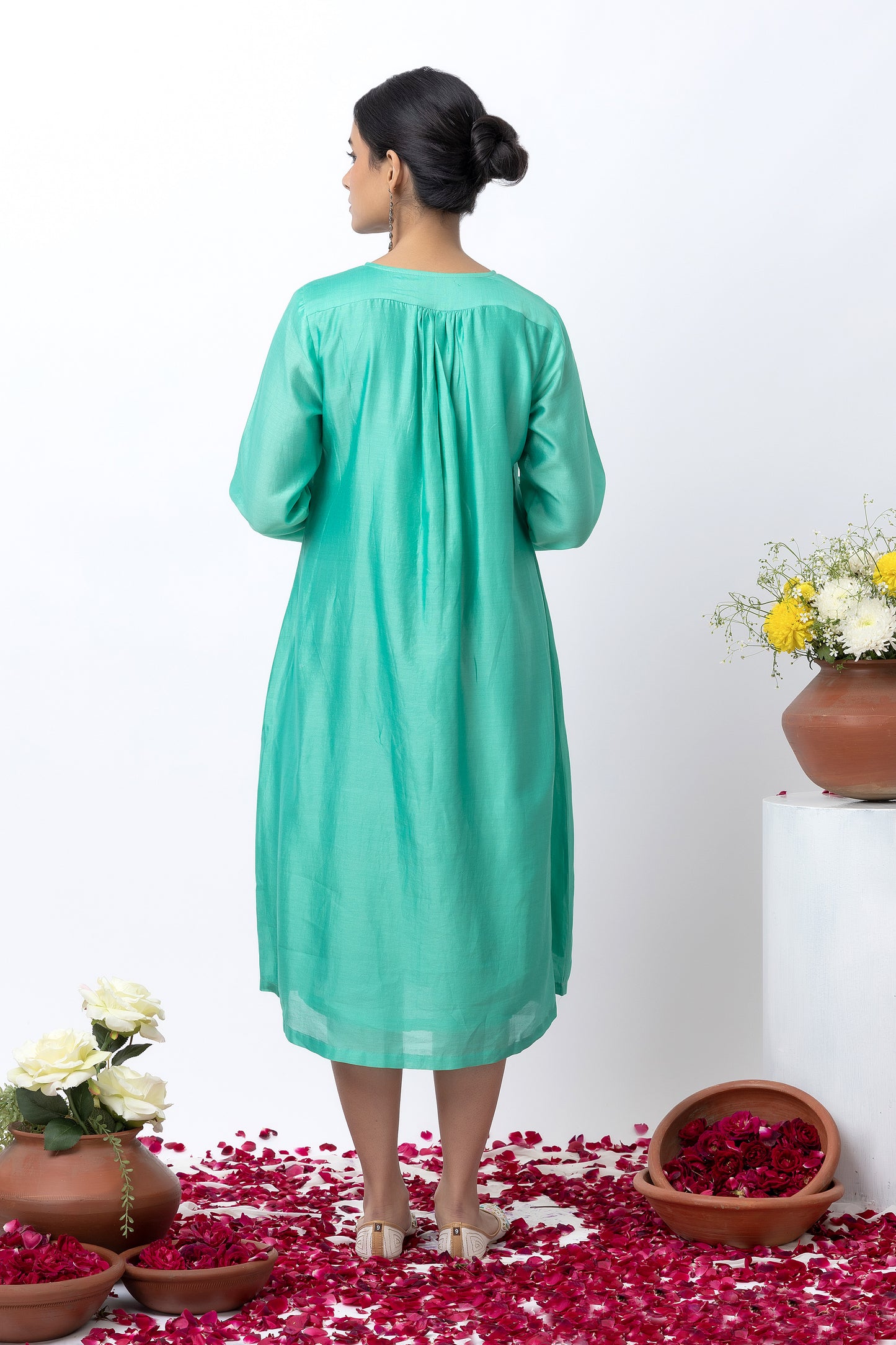 Grishm Emerald Green Chanderi Dress