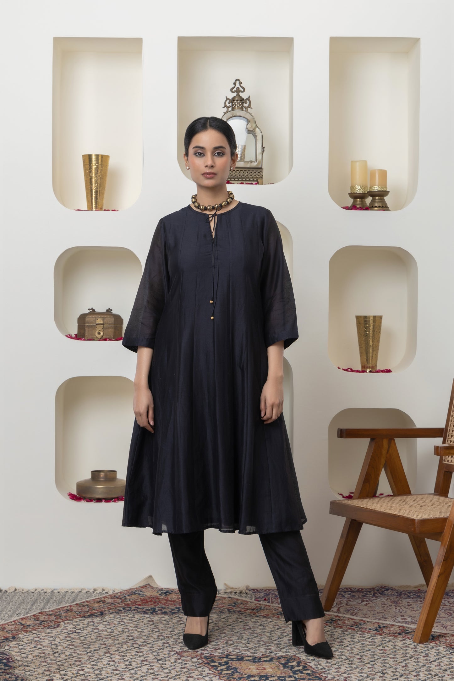 Rozanna Black Chanderi Anarkali